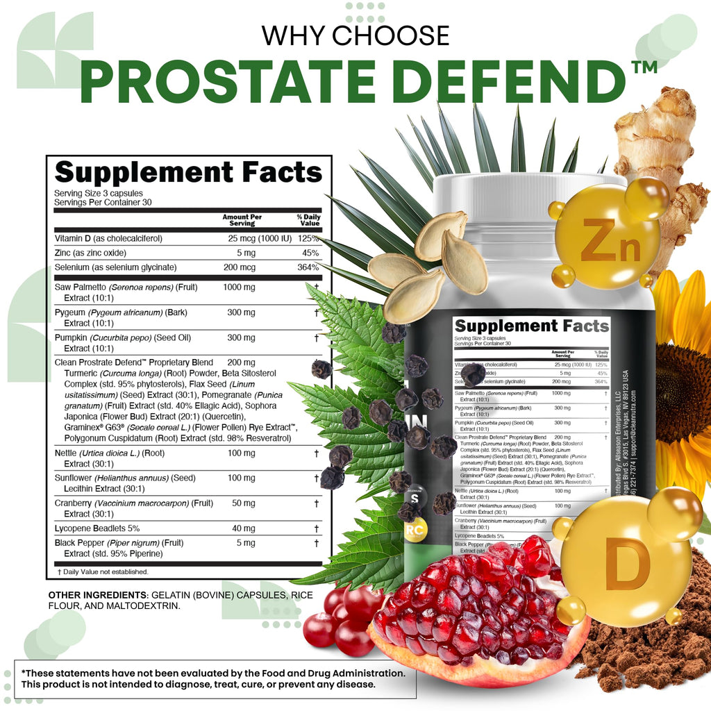 Clean Nutra Prostate Defend - Saw Palmetto, Lecithin & Pumpkin Seed Oil - 90 Caps