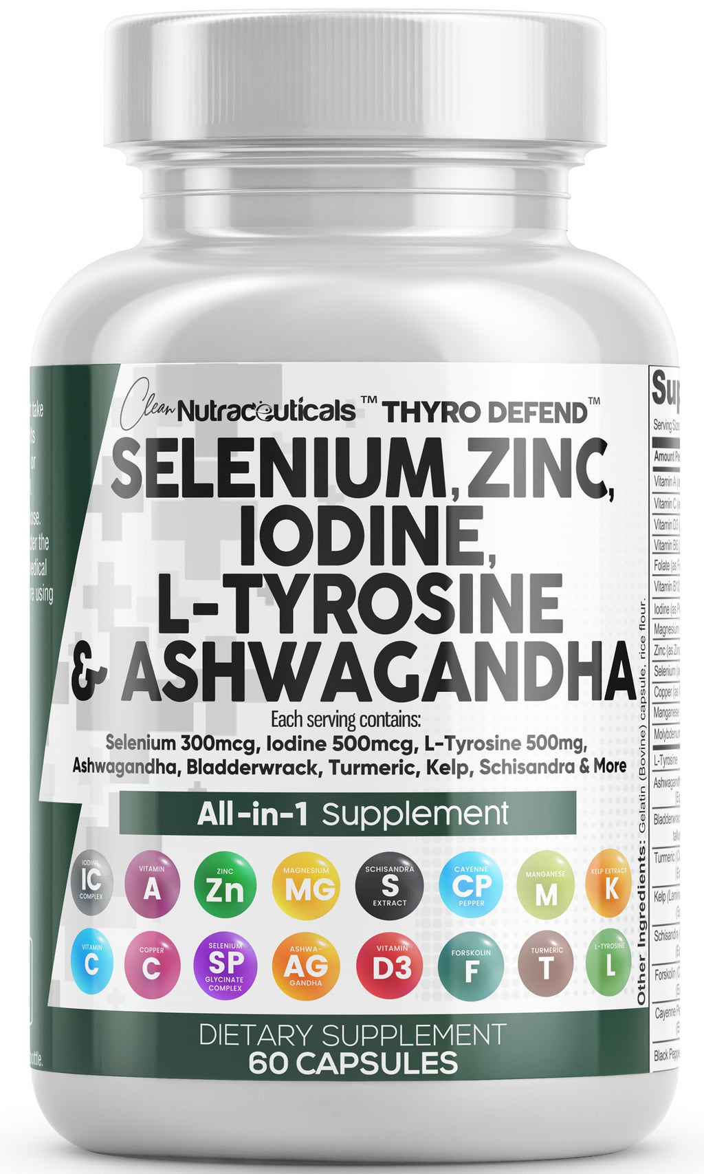 Clean Nutra Thyroid Support: Selenium, Iodine & Zinc | L-Tyrosine, Ashwagandha