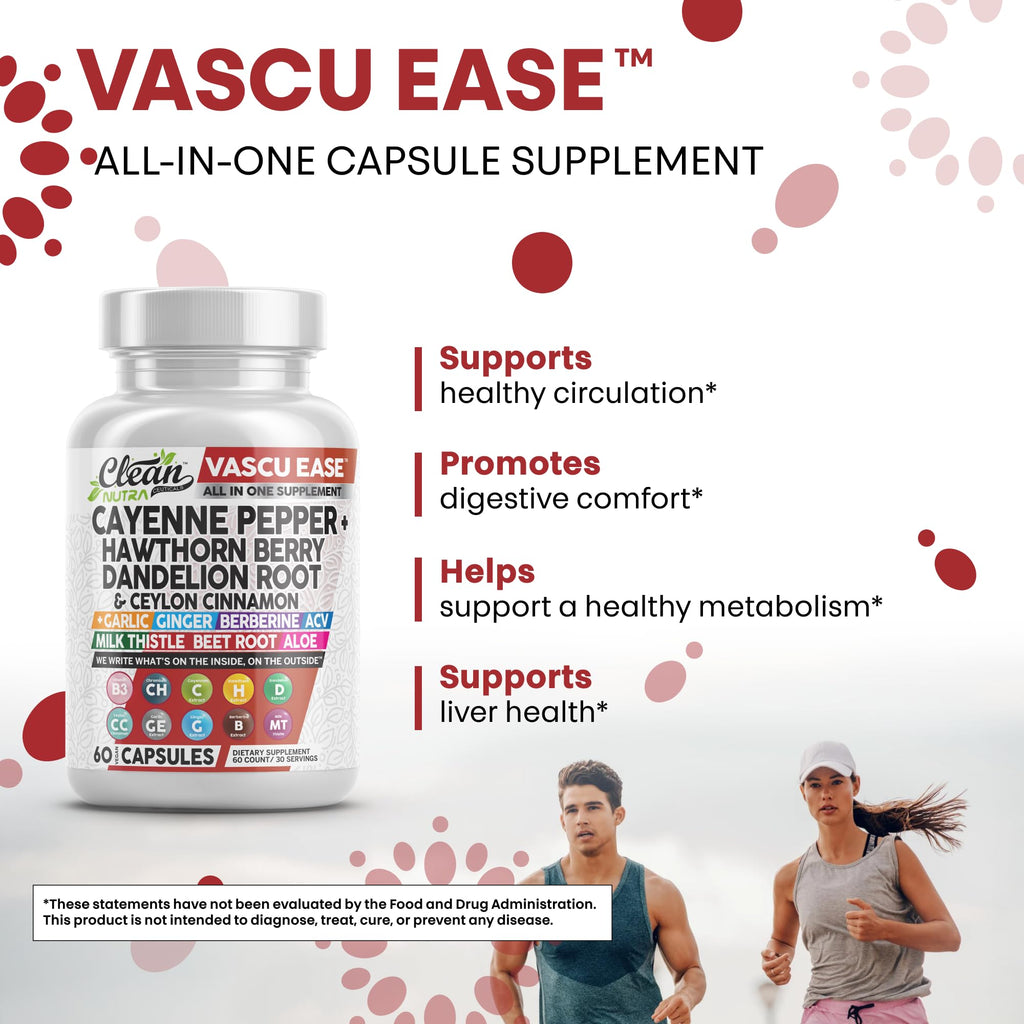 Clean Nutra Vascu Ease Cayenne Pepper Capsules – Digestive & Immune Support