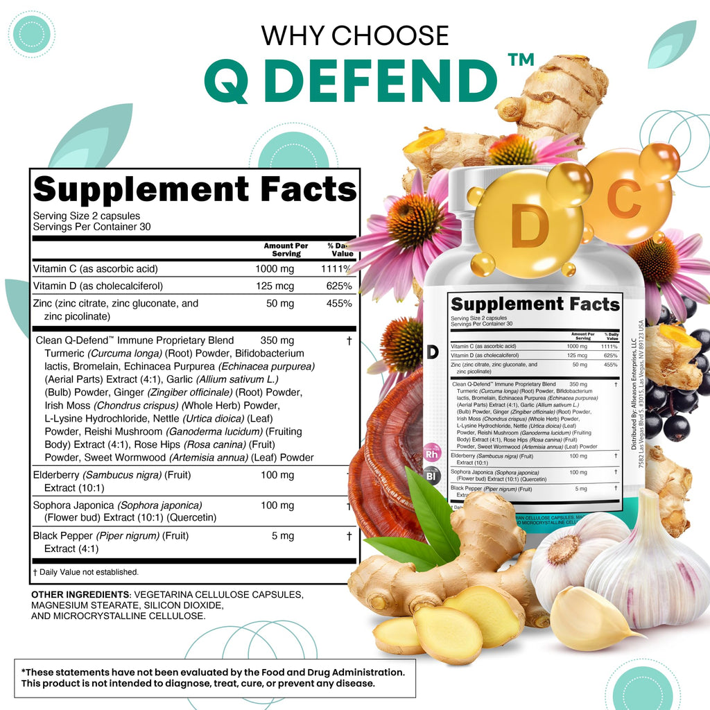 Clean Nutraceuticals Quercetin, Zinc, Vitamin C & D, Bromelain, Elderberry – Lung Immune Support (60 Count x 2)