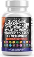 Joint Defend: Glucosamine Chondroitin MSM 1500mg + Turmeric Curcumin – Joint Health Supplement (120 Count)