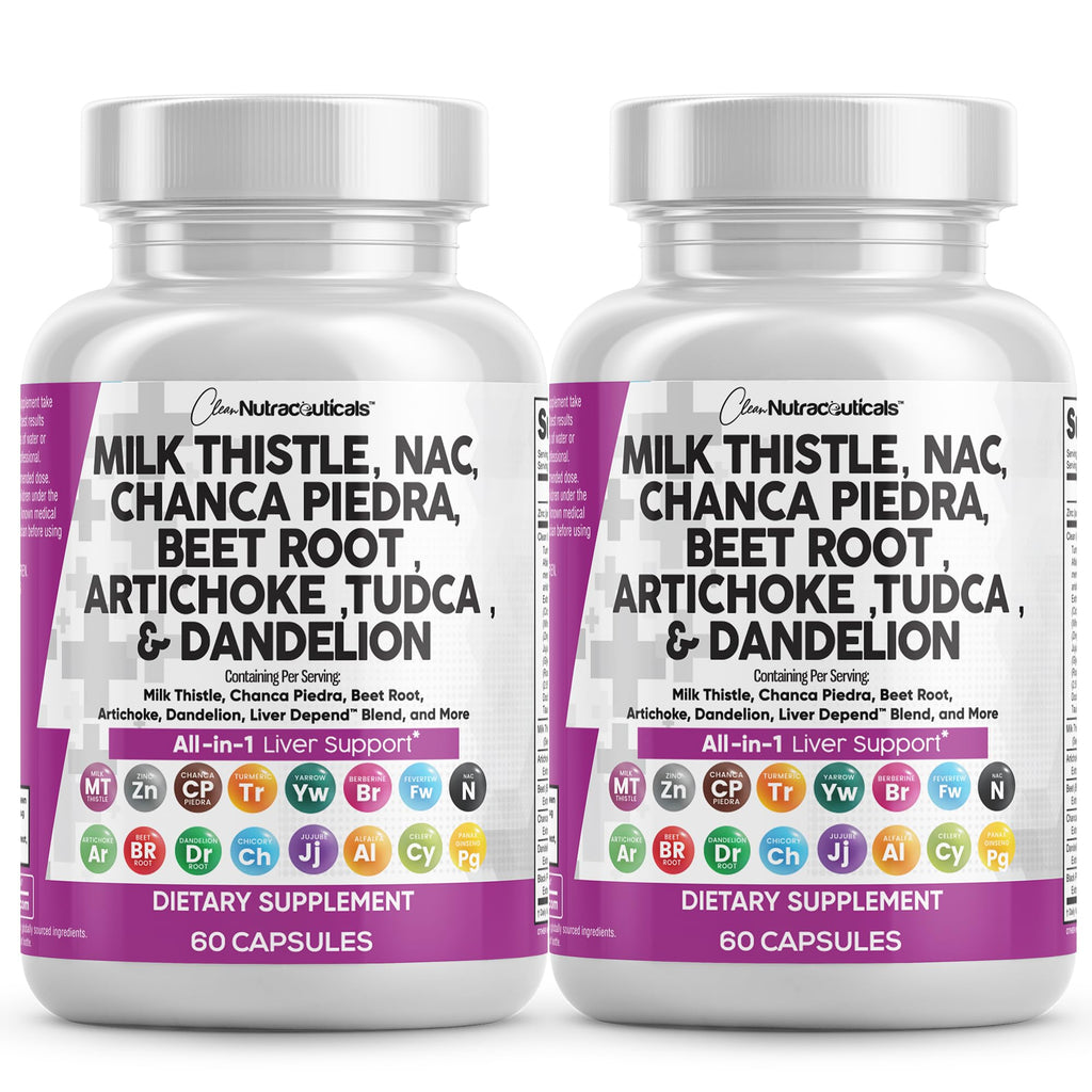Clean Nutraceuticals Liver Defend 28-in-1 – Milk Thistle, NAC, Chanca Piedra & TUDCA, 2 Pack