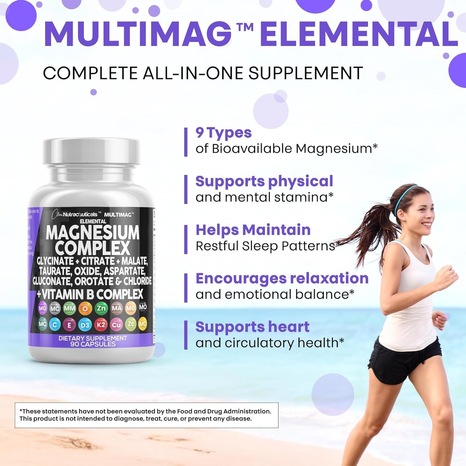 Clean Nutraceuticals MultiMag Magnesium Complex - 9 Magnesium Forms + B Vitamins (180 Capsules, Pack of 2)