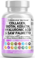 Clean Nutraceuticals Collagen Pills 1000mg with Biotin 10000mcg – Hair, Skin & Nails (90 Count)