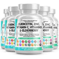 Clean Nutraceuticals Q-Defend Immune Blend: Quercetin, Zinc, Vitamin C & D, Bromelain & Elderberry for Lung Immune Support (60 Count Pack of 5)