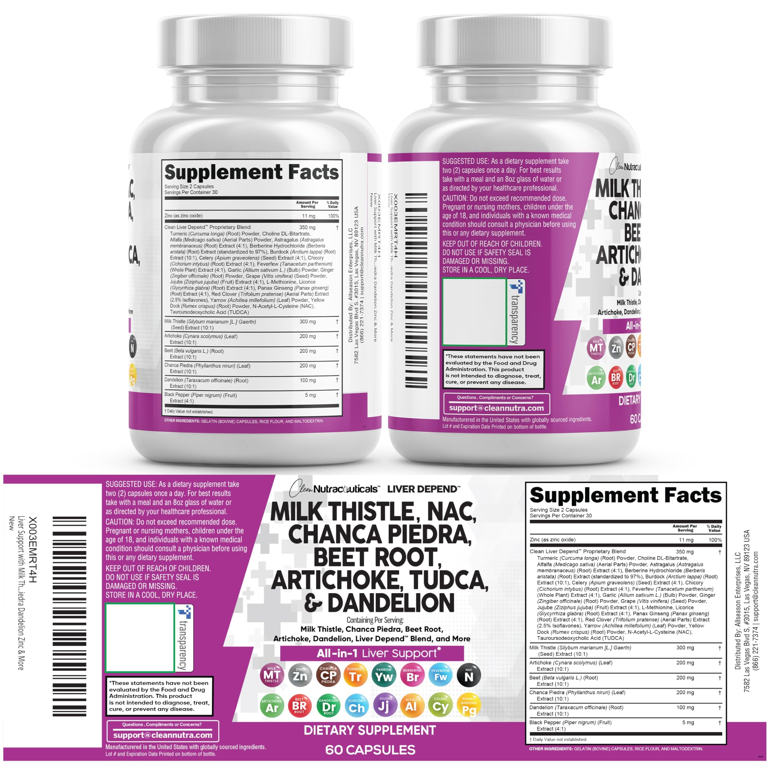 Clean Nutraceuticals Liver Defend 28-in-1 – Milk Thistle, NAC, Chanca Piedra & TUDCA, 2 Pack