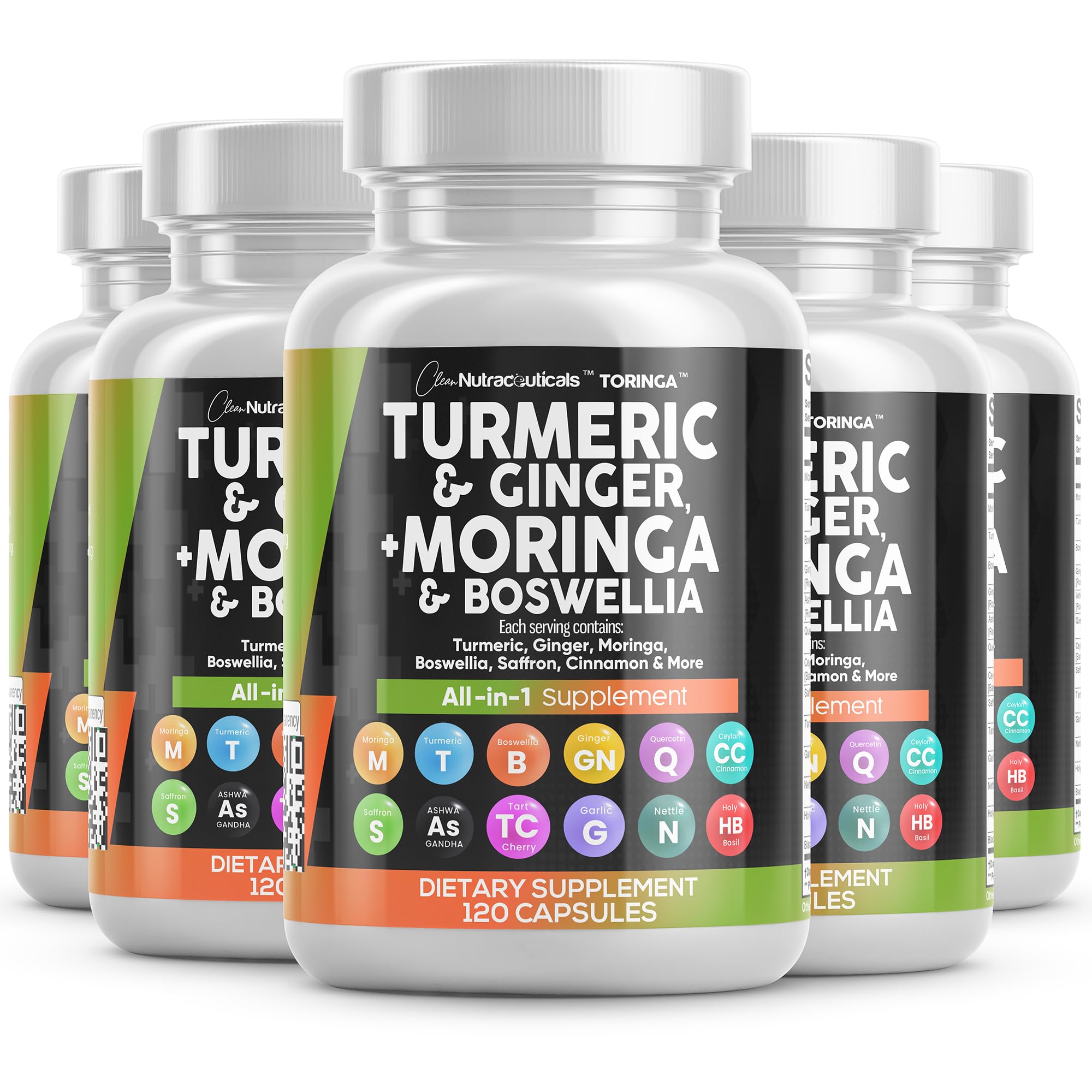 Turmeric Moringa Supplement with Ginger & Boswellia – Saffron 5Pack | Clean Nutraceuticals