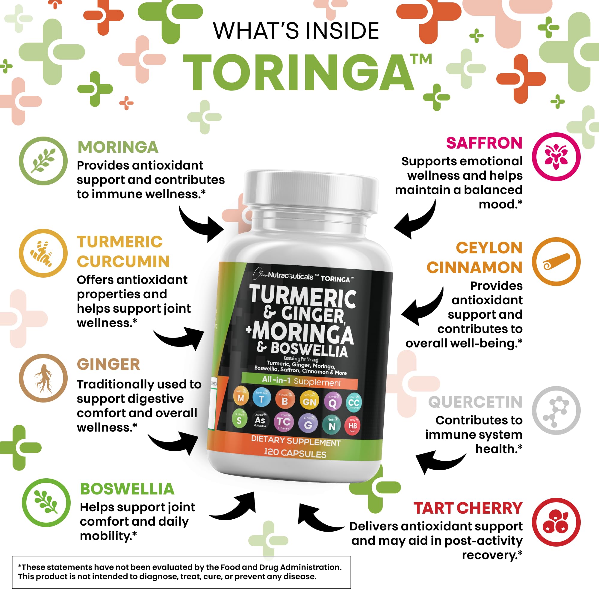 Turmeric Moringa Supplement with Ginger & Boswellia – Saffron 5Pack | Clean Nutraceuticals