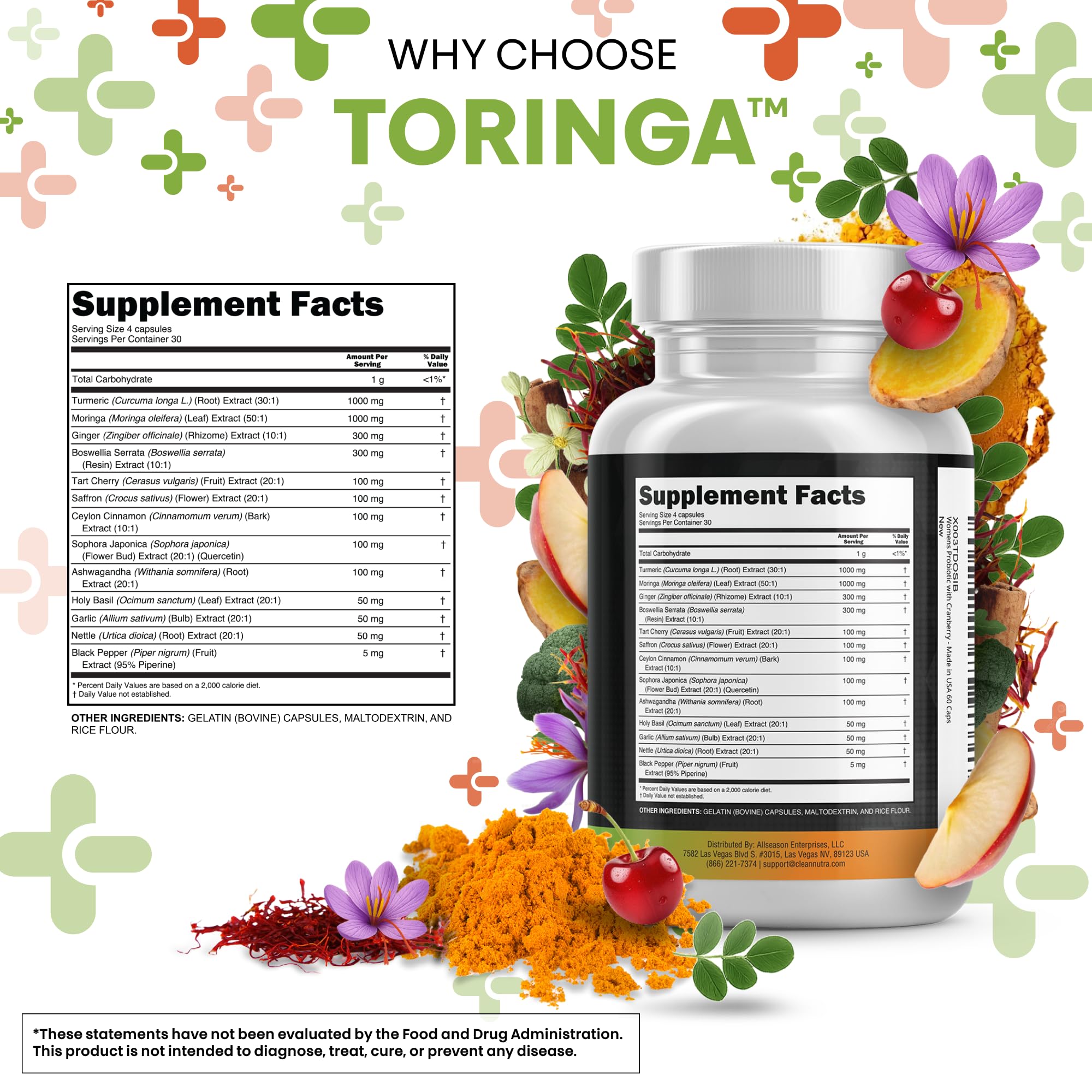 Turmeric Moringa Supplement with Ginger & Boswellia – Saffron 5Pack | Clean Nutraceuticals