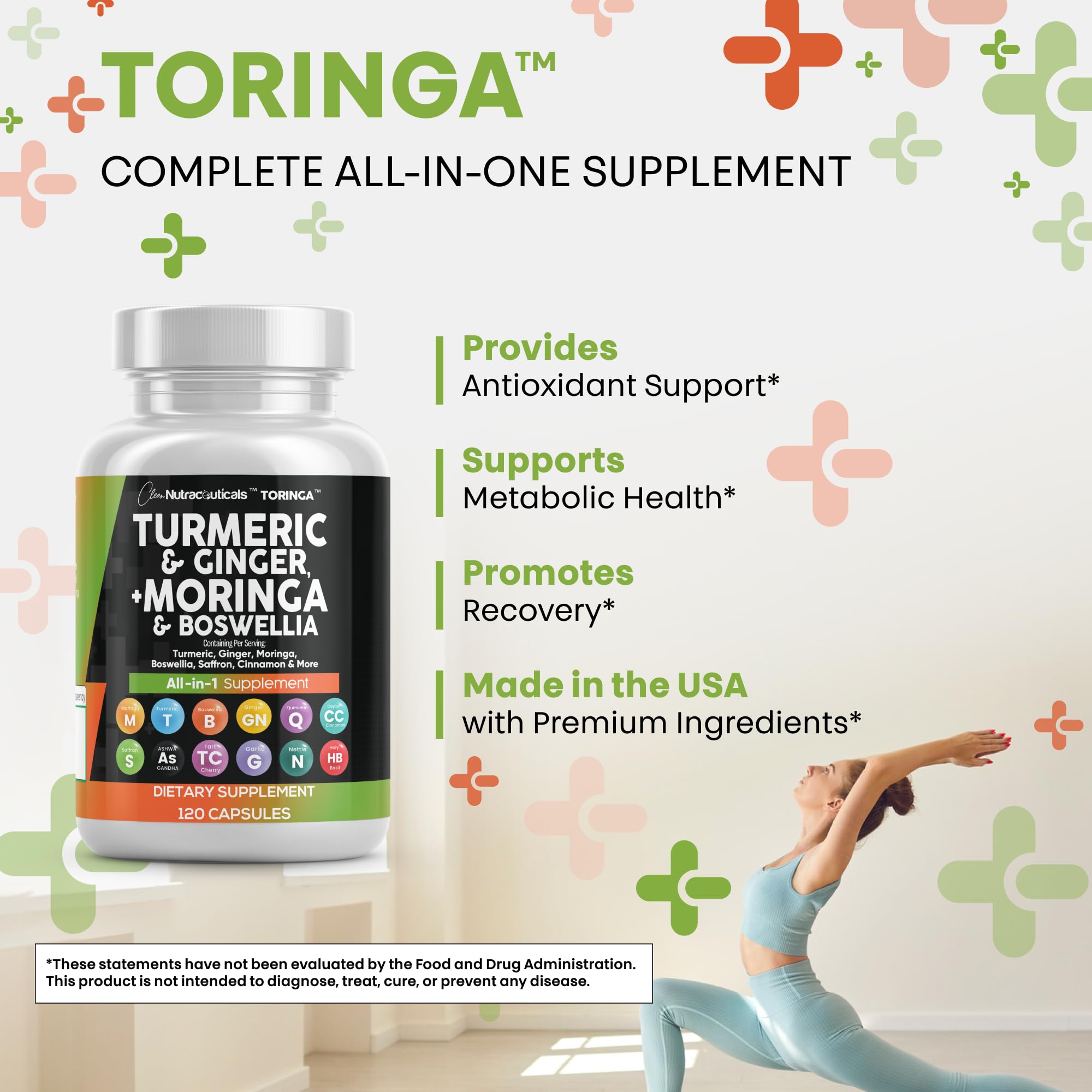 Turmeric Moringa Supplement with Ginger & Boswellia – Saffron 5Pack | Clean Nutraceuticals