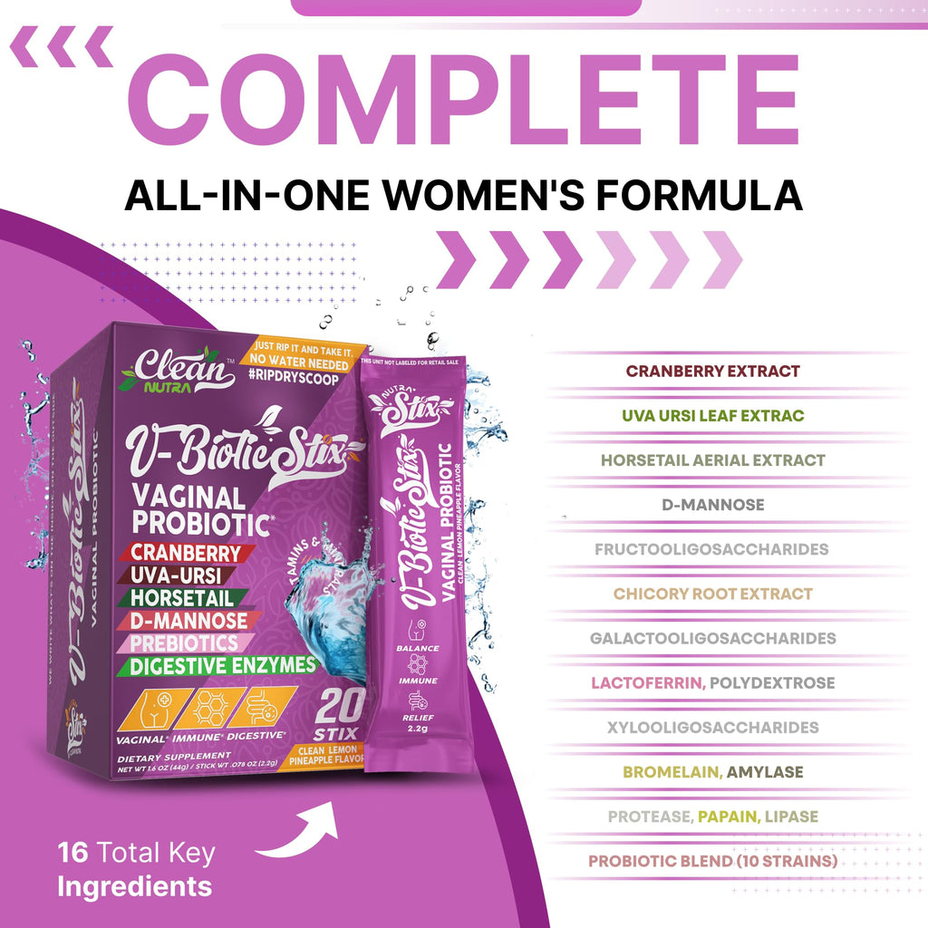 Vaginal Probiotics Stix with Cranberry & D-Mannose – Clean Nutraceuticals