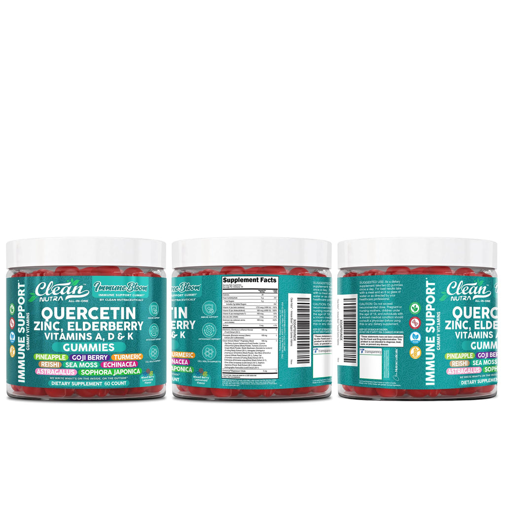 Clean Quercetin Elderberry Immune Gummies – Zinc, D3, K2, Sea Moss | Vegan Immunity Support
