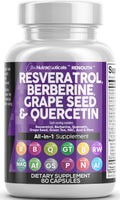 Clean Resveratrol Supplement with Berberine, Grape Seed & Quercetin