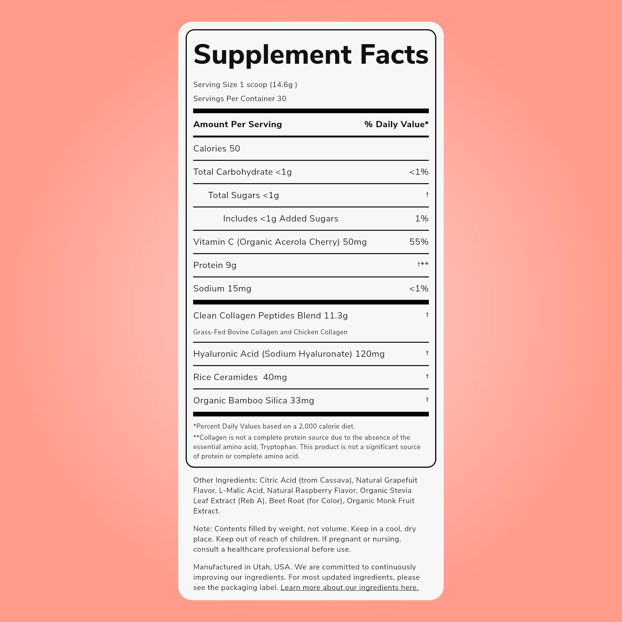 Clean Simple Eats Collagen + Beauty Blend Ruby Red Raspberry, 30 Servings