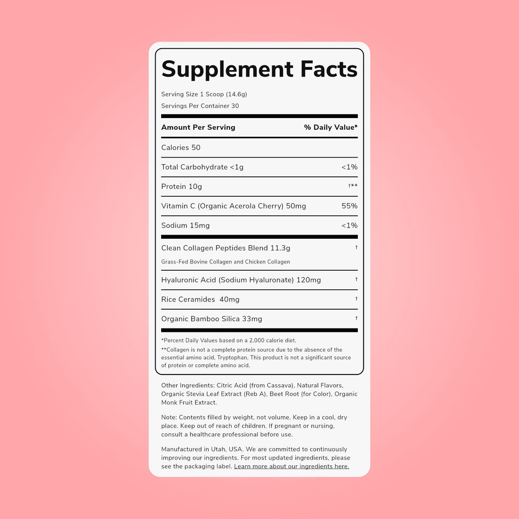 Clean Simple Eats Collagen Powder and Beauty Blend - Strawberry Colada, 30 Servings