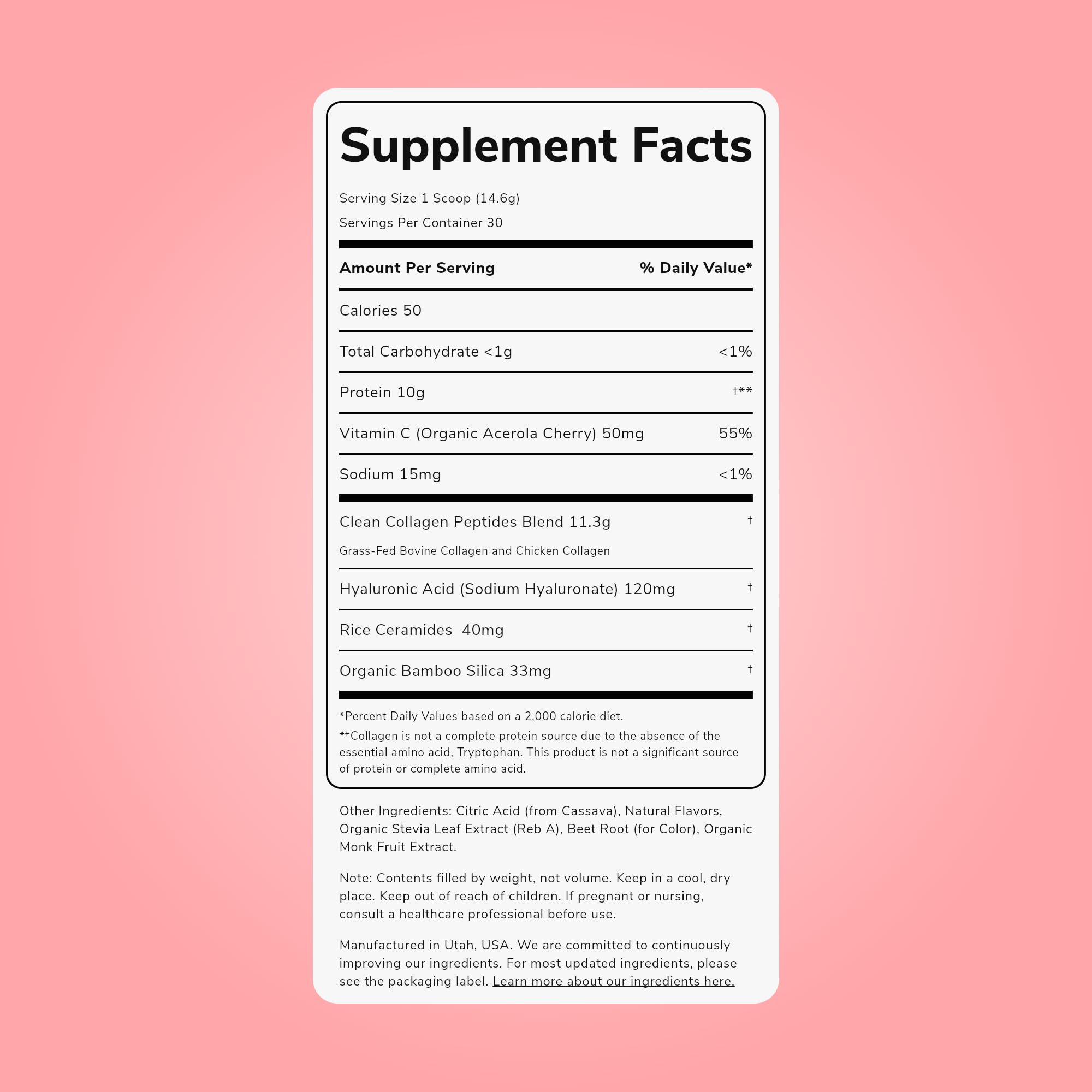 Clean Simple Eats Collagen Powder and Beauty Blend - Strawberry Colada, 30 Servings
