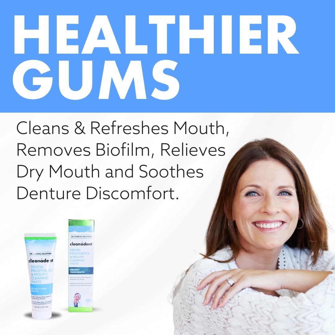 Cleanadent Denture & Gum Toothpaste - ADA Accepted, All-Natural, 4 oz (2 Pack)