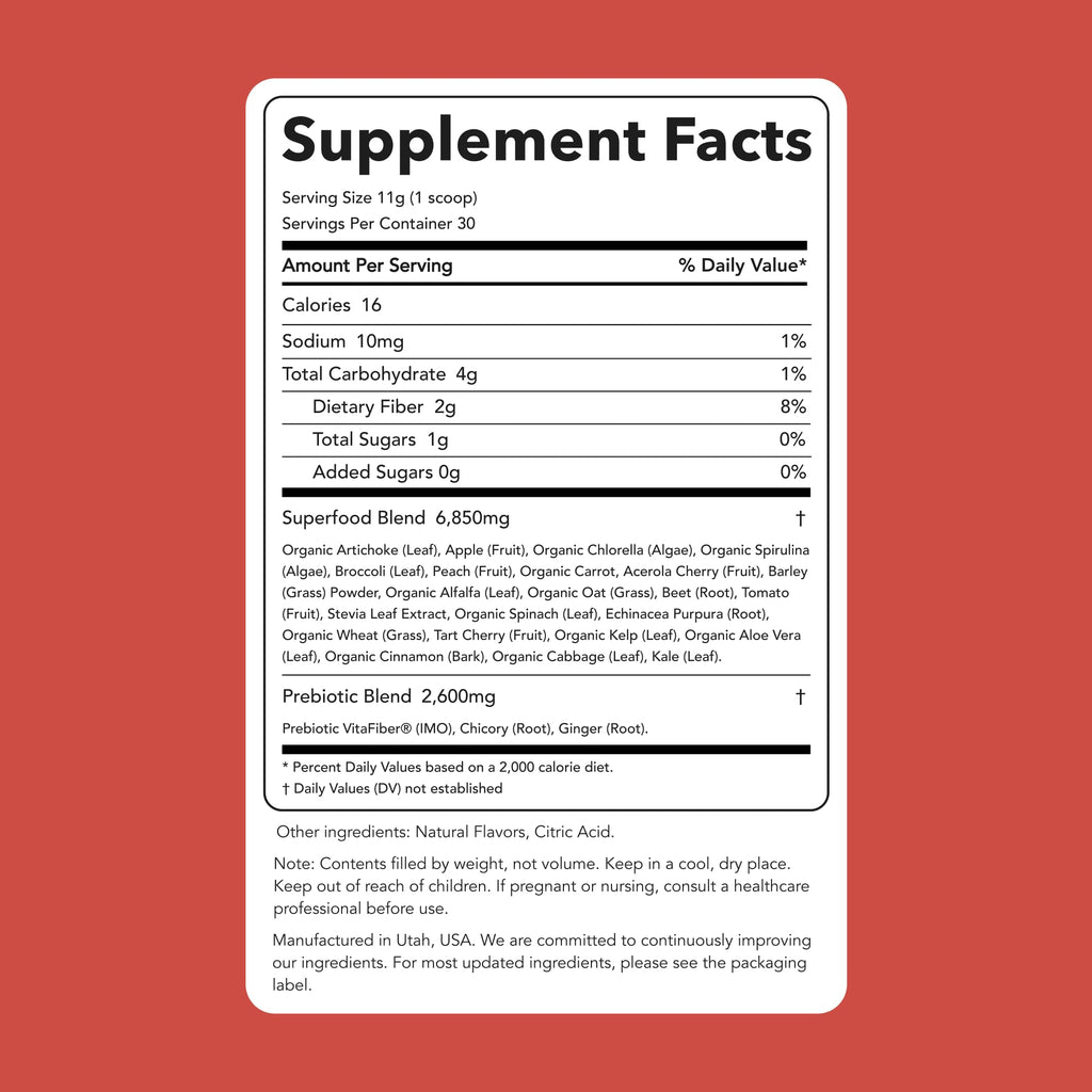 Clean Simple Eats Super Greens Powder | Peachy Greens Flavor, 30 Servings, Gluten Free