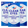 Clear Eyes Contact Lens Relief Eye Drops - Rewet Lenses & Dry Eye Comfort (0.5 fl oz, Pack of 3)