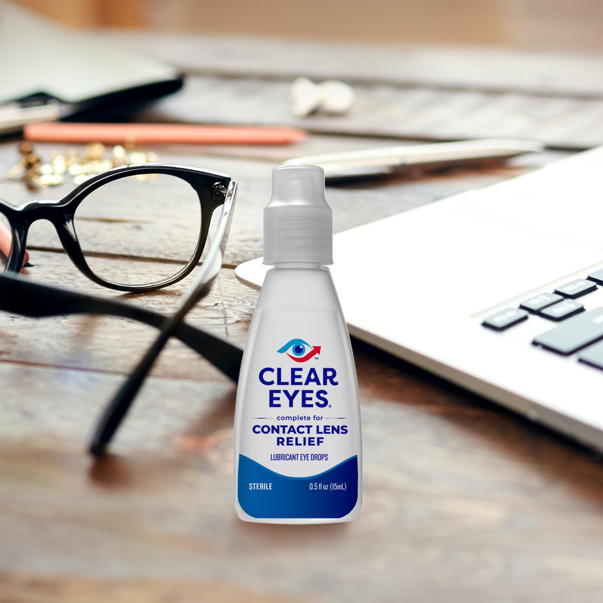 Clear Eyes Contact Lens Relief Eye Drops - Rewet Lenses & Dry Eye Comfort (0.5 fl oz, Pack of 3)