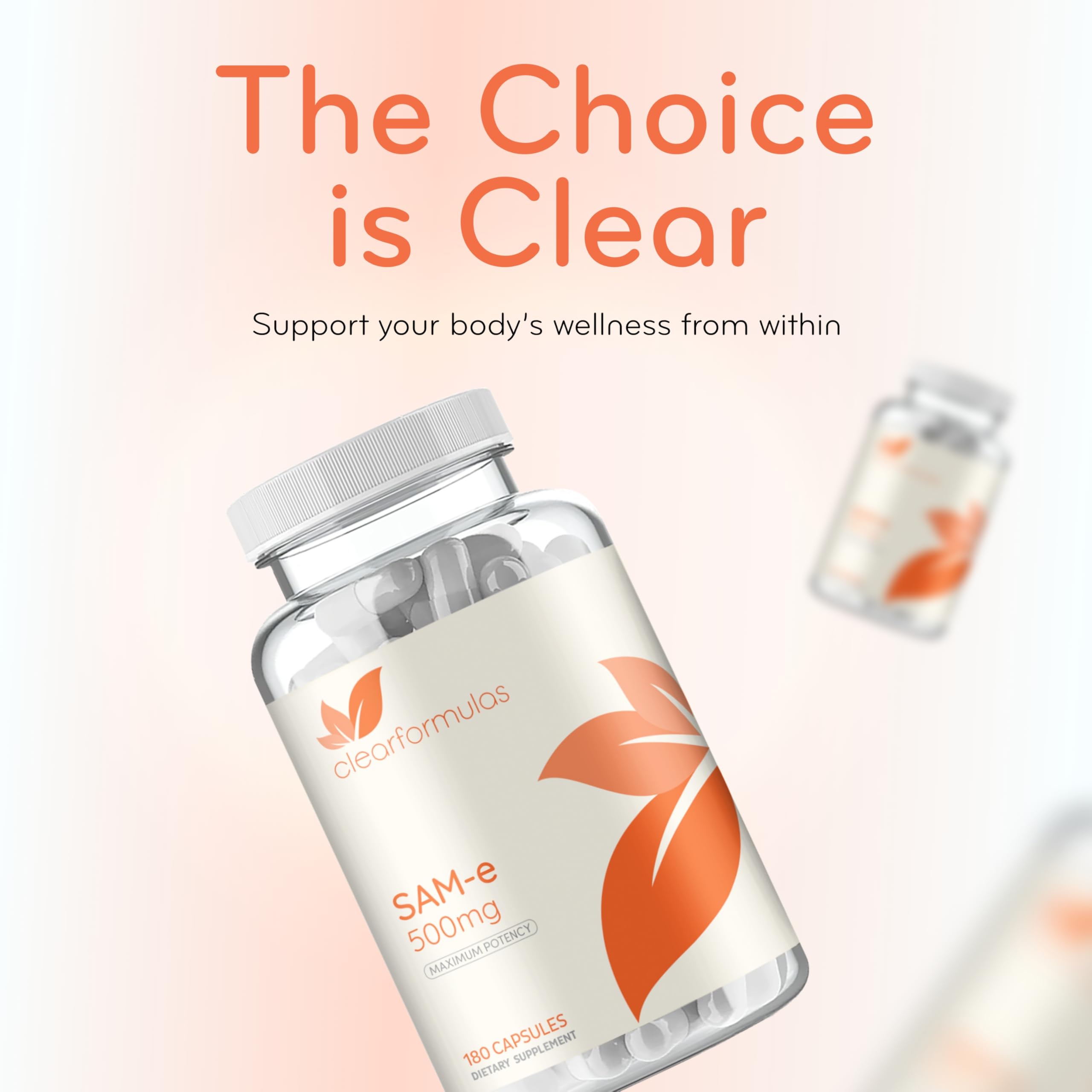 Clear Formulas SAM-e 500mg - High Strength Bioactive SAM-e for Liver & Mood Support