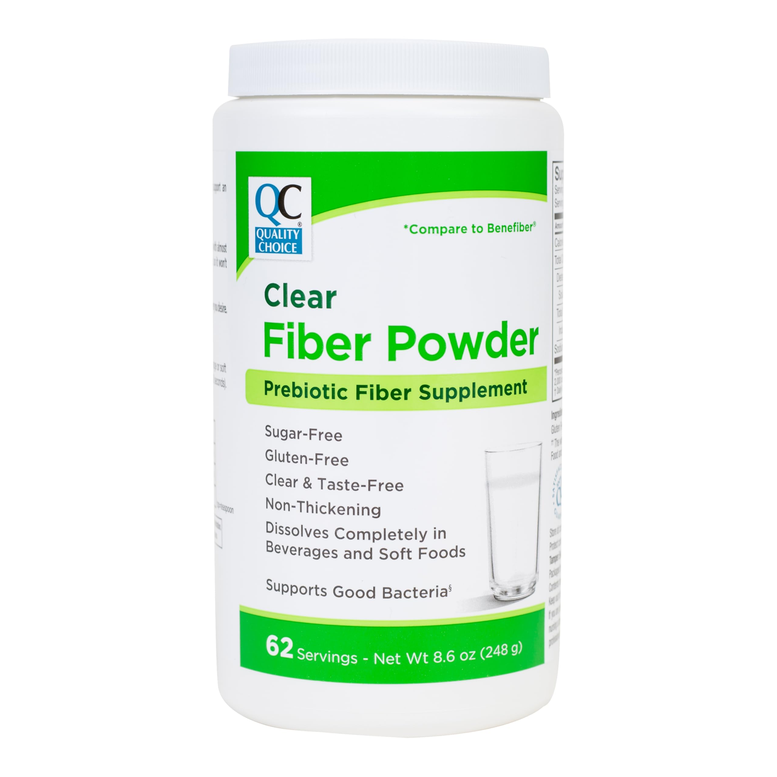 Quality Choice Clear Prebiotic Fiber Powder – Tasteless, Non-Thickening for Digestive Health (62 Servings, 8.6 oz) – Adults & Kids 6+