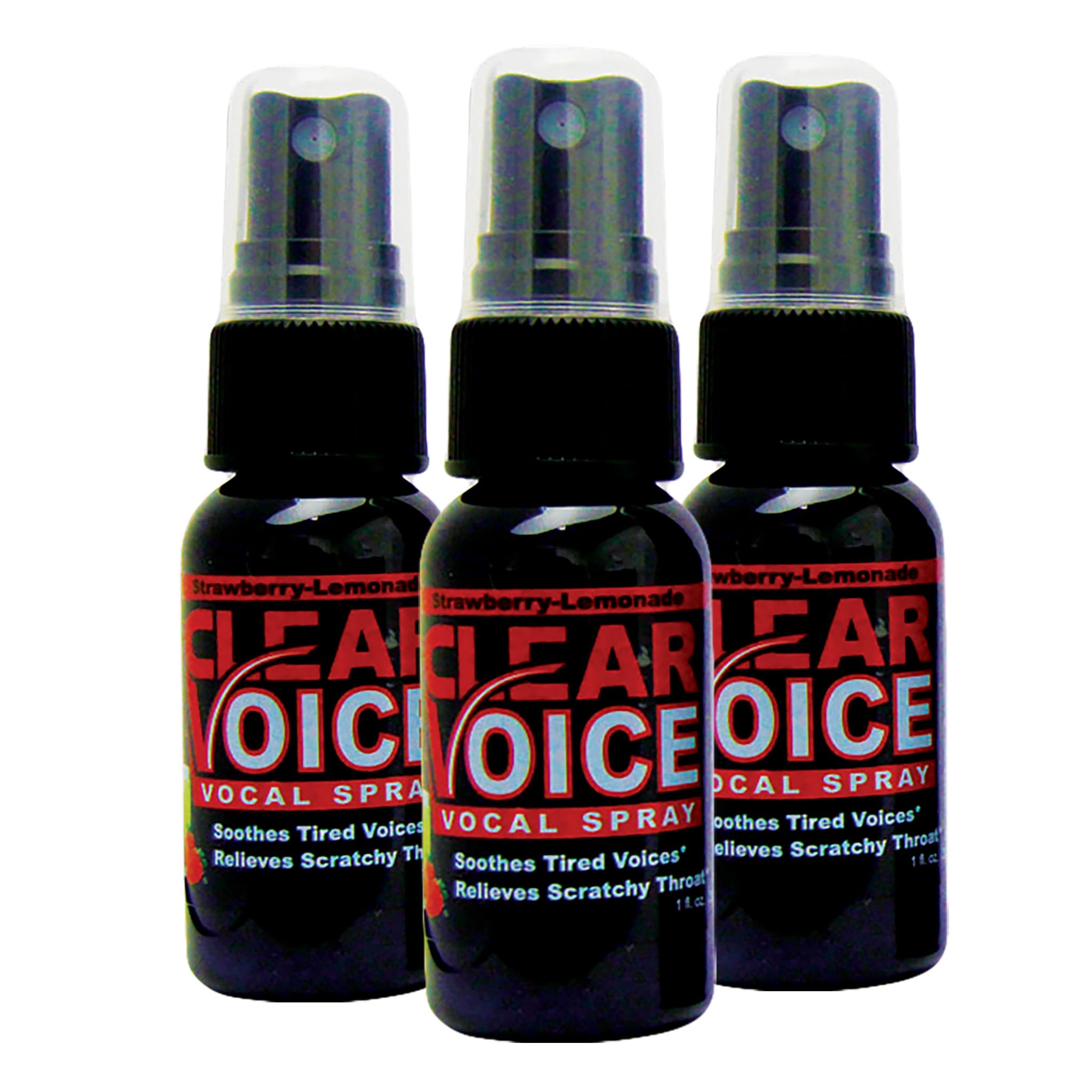 Clear Voice Vocal Throat Spray – Fast Acting Herbal Relief for Singers & Speakers – USA Made Strawberry Lemonade (3 Pack)