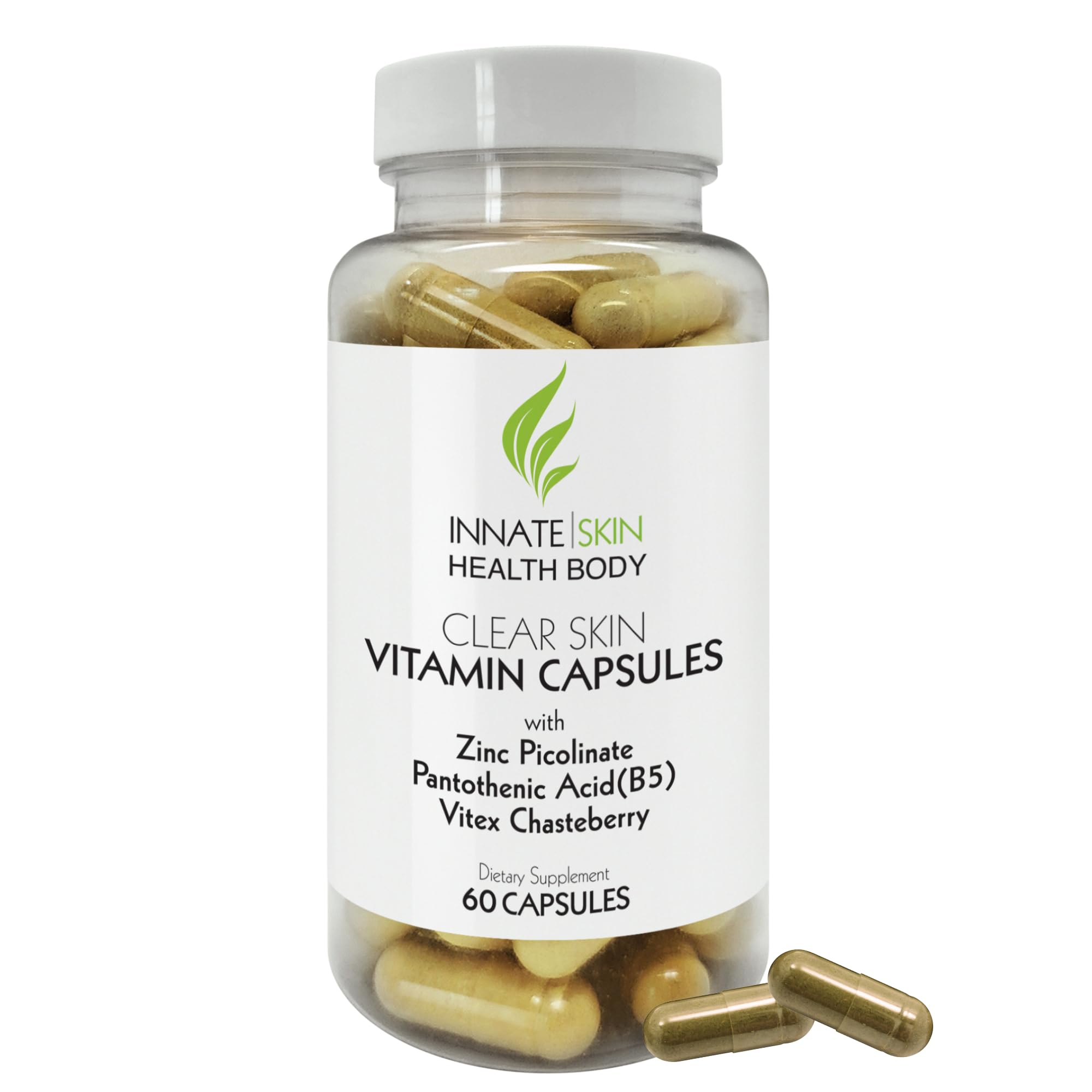 Clear Skin Acne Vitamins Capsules | Complexion Supplements 60 Count (Pack of 2)