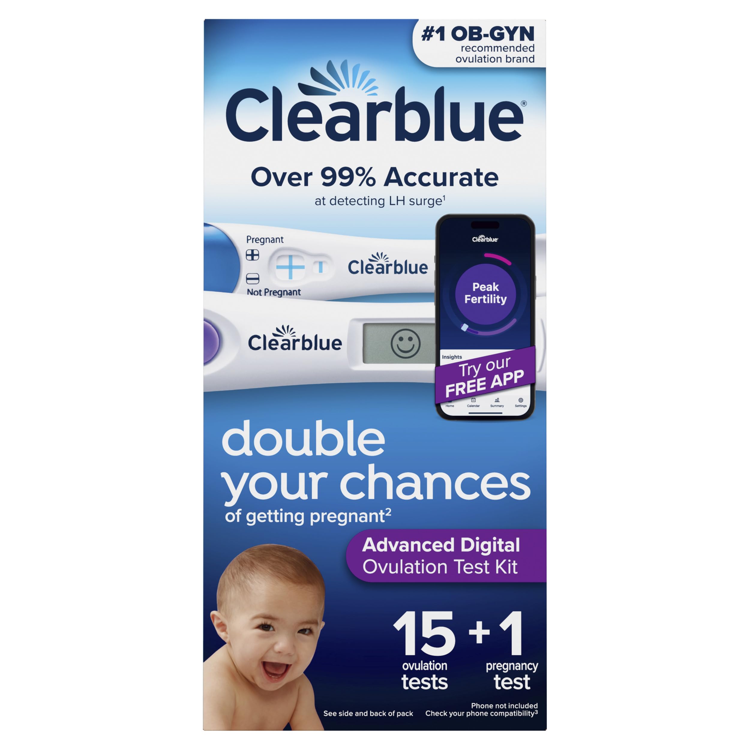 Clearblue Advanced Digital Ovulation Test Kit, 16 Count - High Accuracy Ovulation Tests