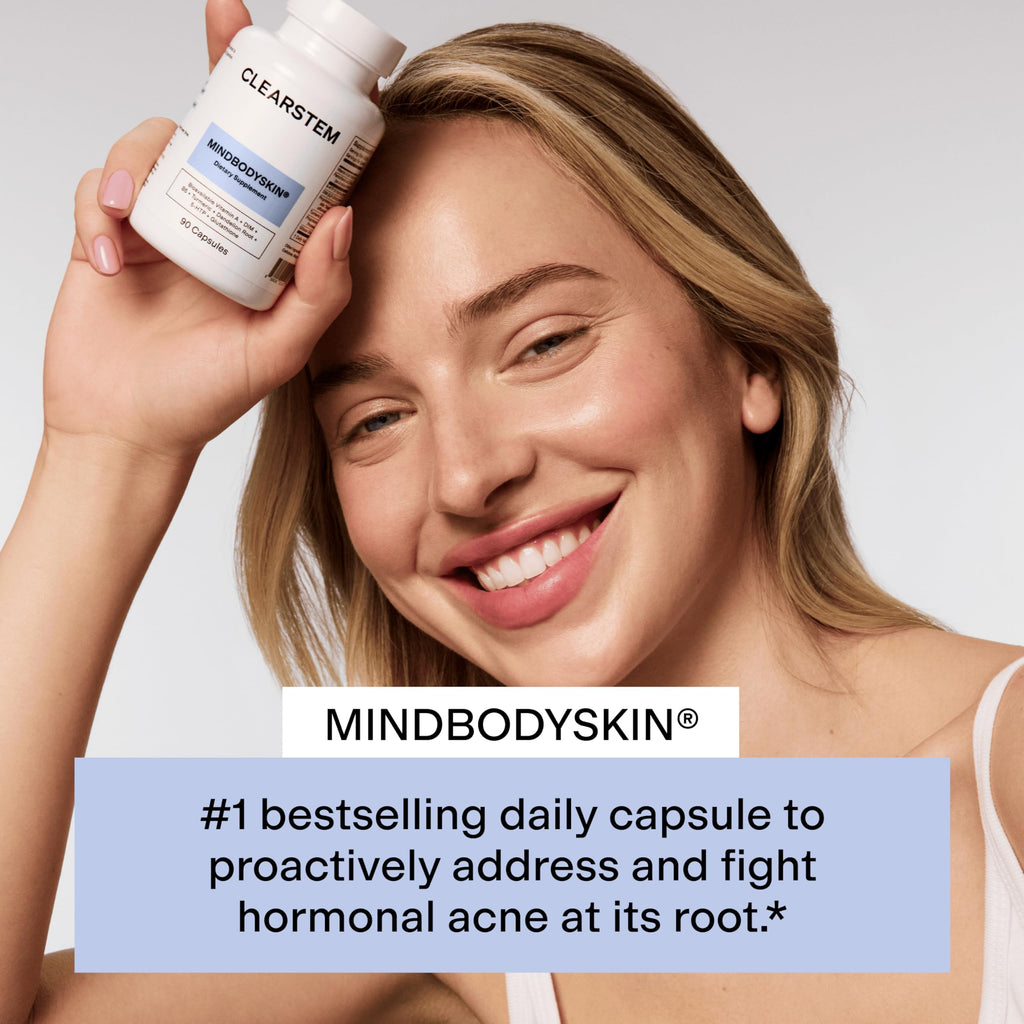 CLEARSTEM MINDBODYSKIN Hormonal Acne Supplement – DIM, Antioxidants, Gluten Free, 180 Capsules