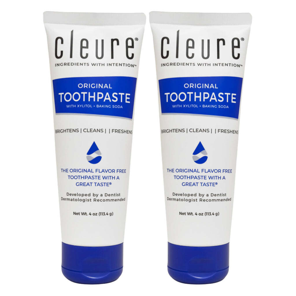 Cleure Original No Fluoride Toothpaste – SLS Free, Mint Free, Xylitol (4oz x2)