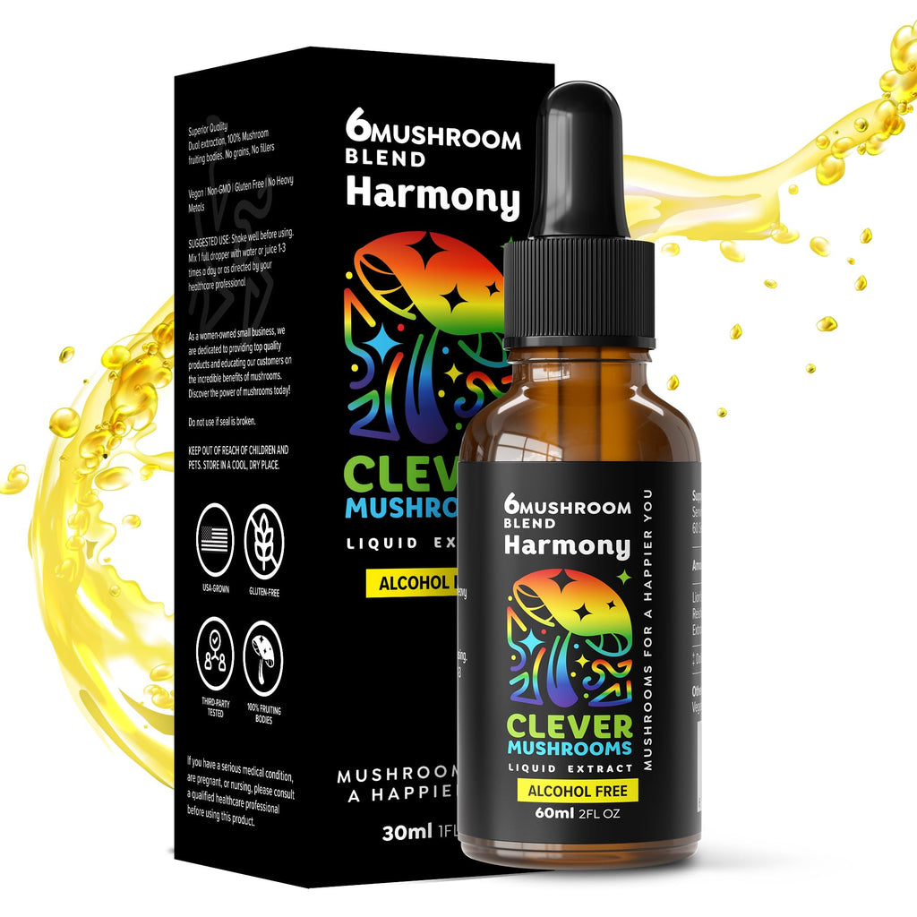 CLEVER MUSHROOMS 6 Blend Liquid Extract – Alcohol-Free, Immune Support & Cognitive Health