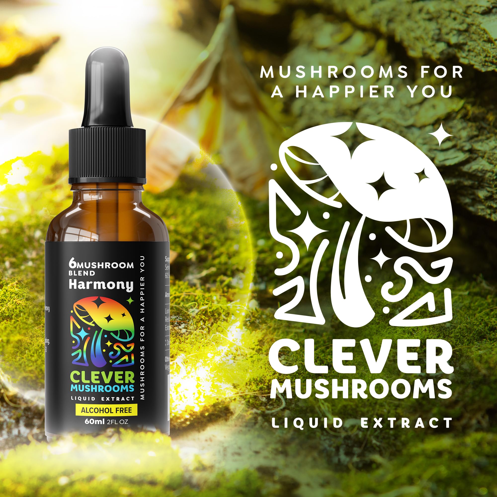 CLEVER MUSHROOMS 6 Blend Liquid Extract – Alcohol-Free, Immune Support & Cognitive Health