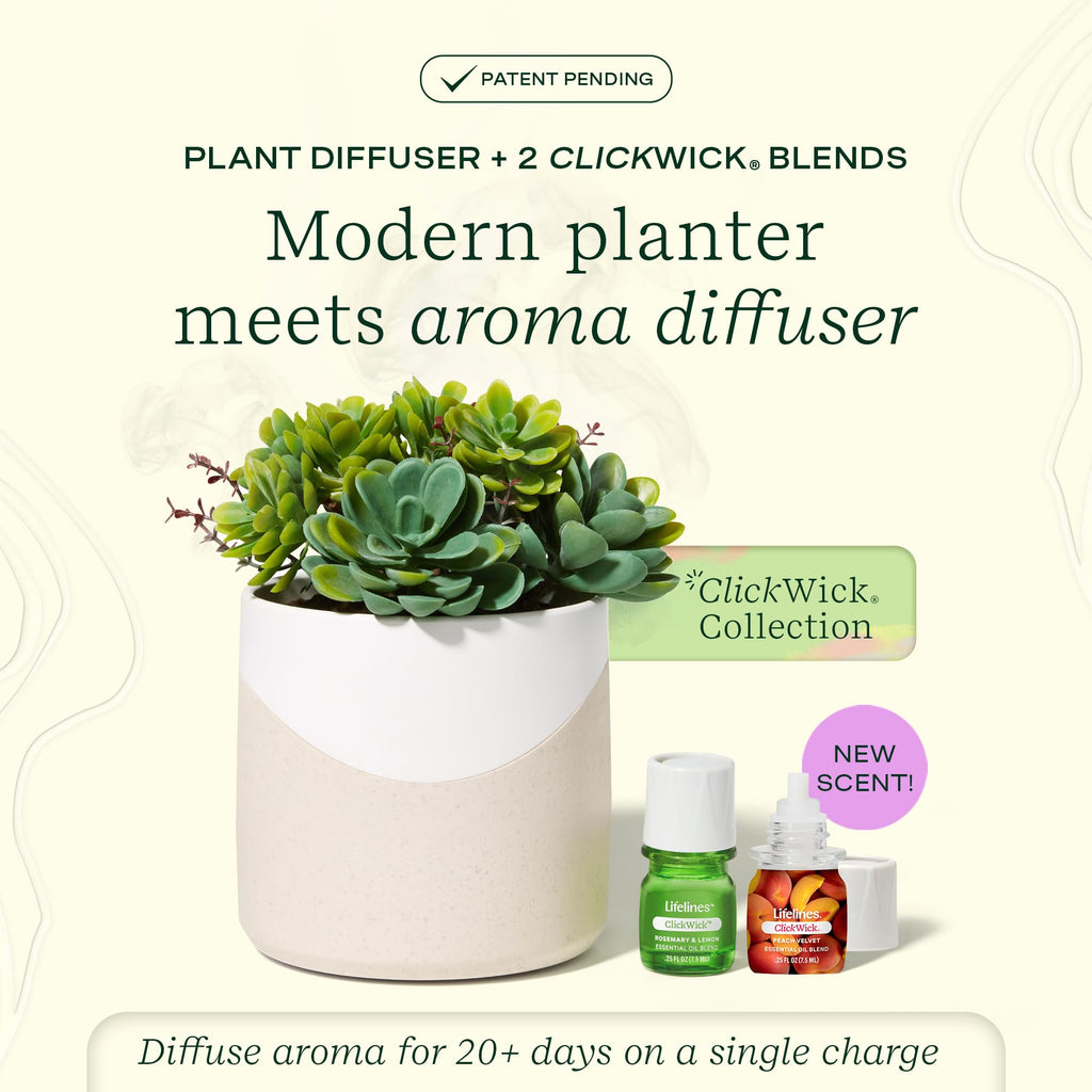 Lifelines Plant Diffuser Bundle – 2 ClickWick Blends | Rechargeable Aromatherapy