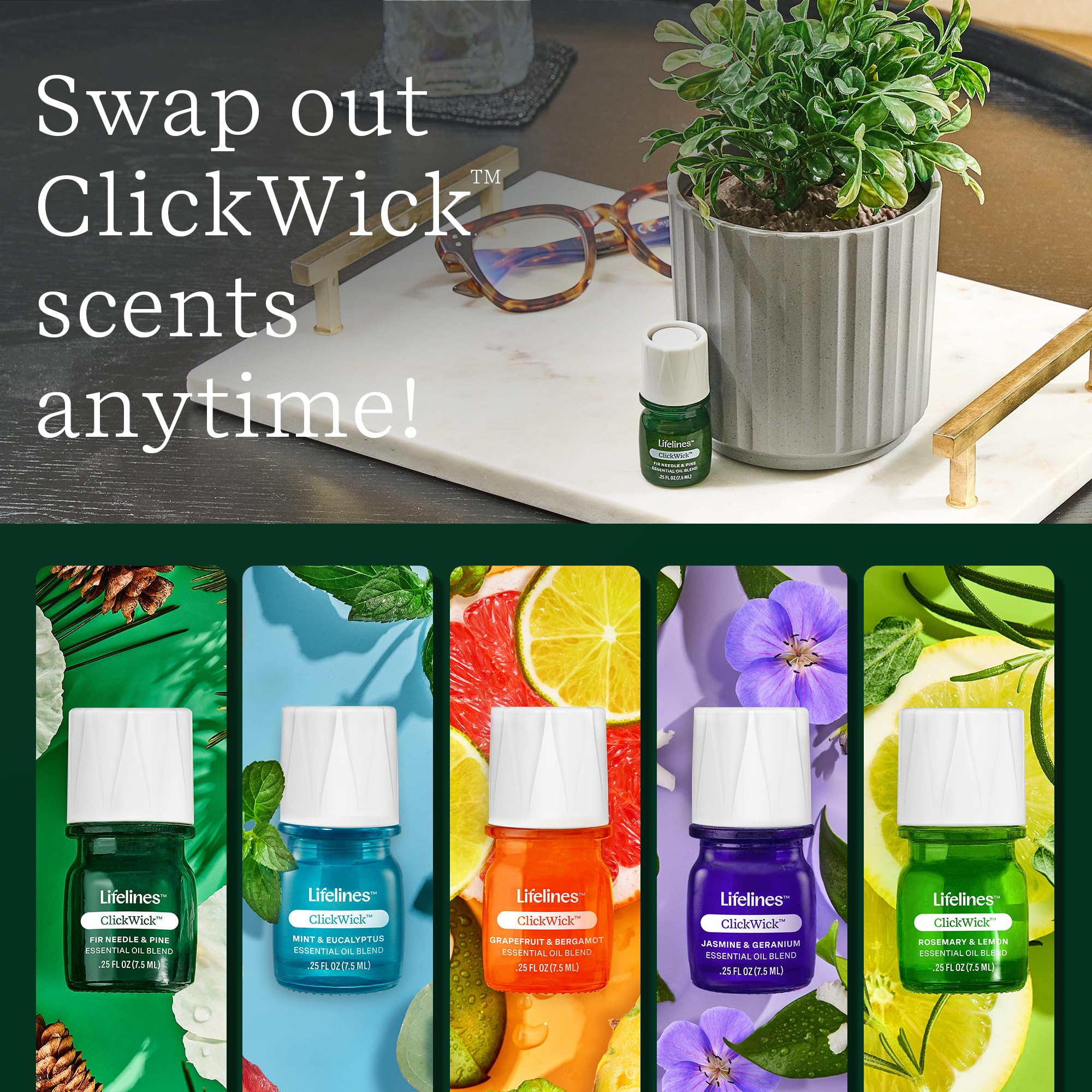 ClickWick Essential Oil Blends for Lifelines Diffusers — 4-Pack Discovery Set