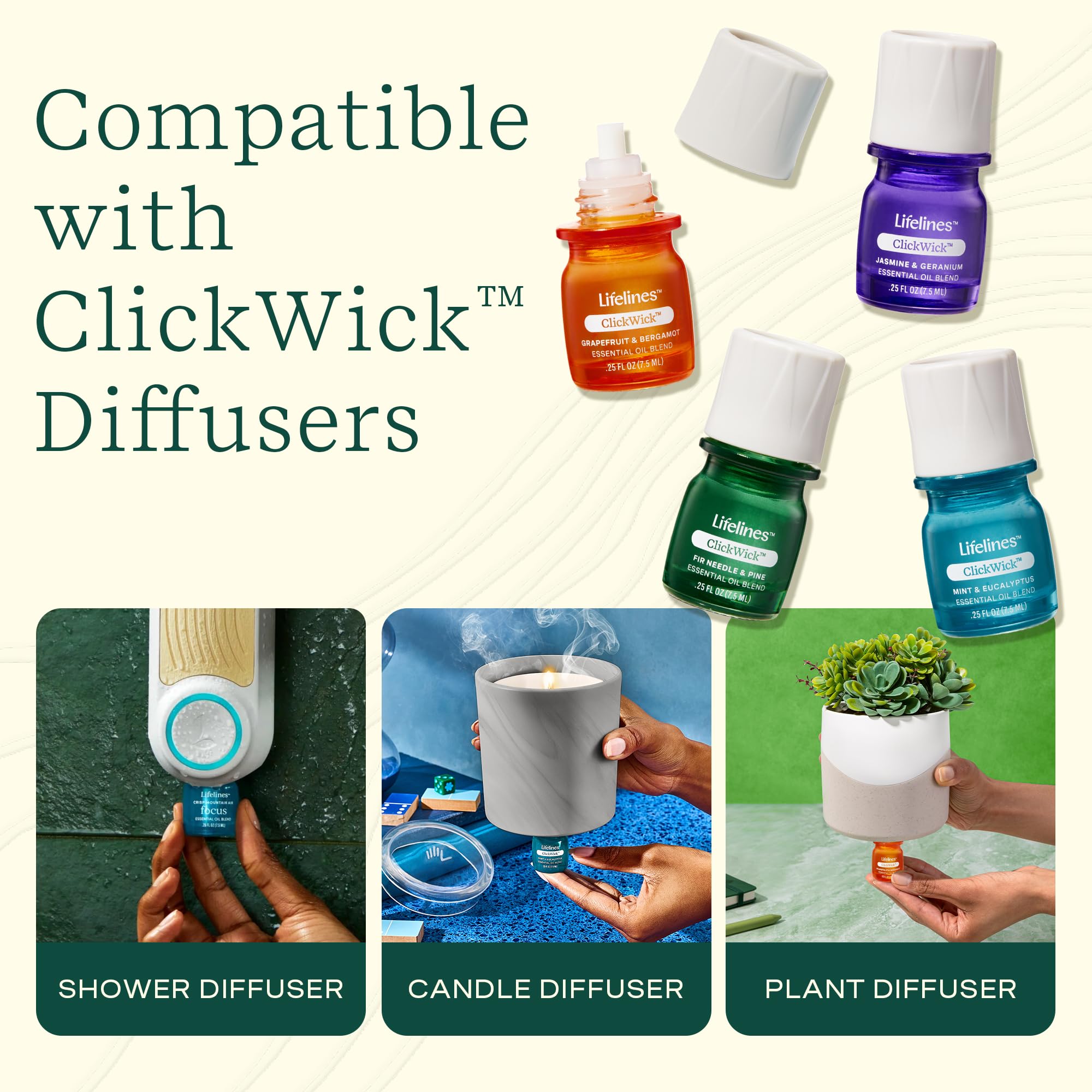 ClickWick Essential Oil Blends for Lifelines Diffusers — 4-Pack Discovery Set