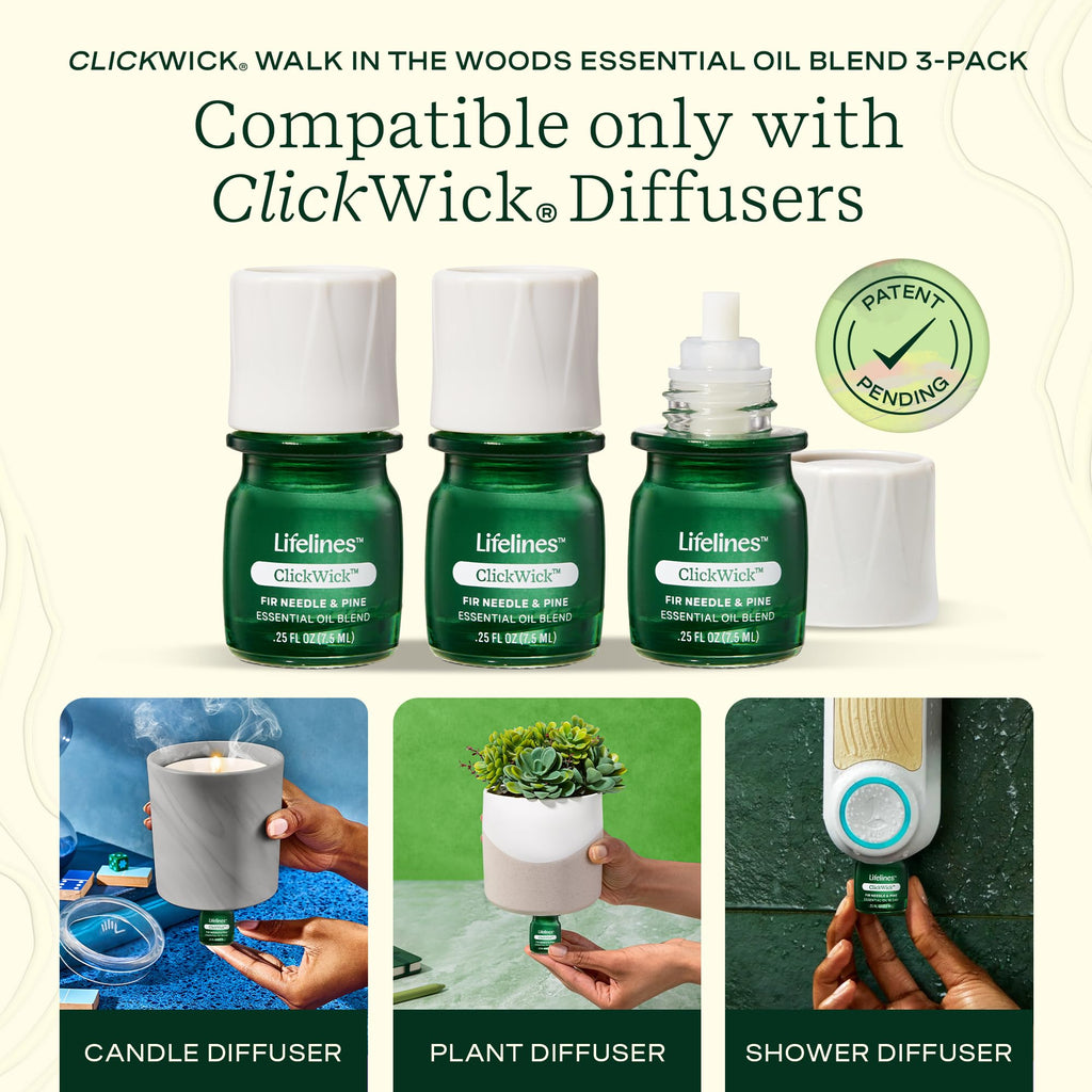 ClickWick Walk in the Woods 3-Pack for Lifelines Diffusers – Essential Oil Blends