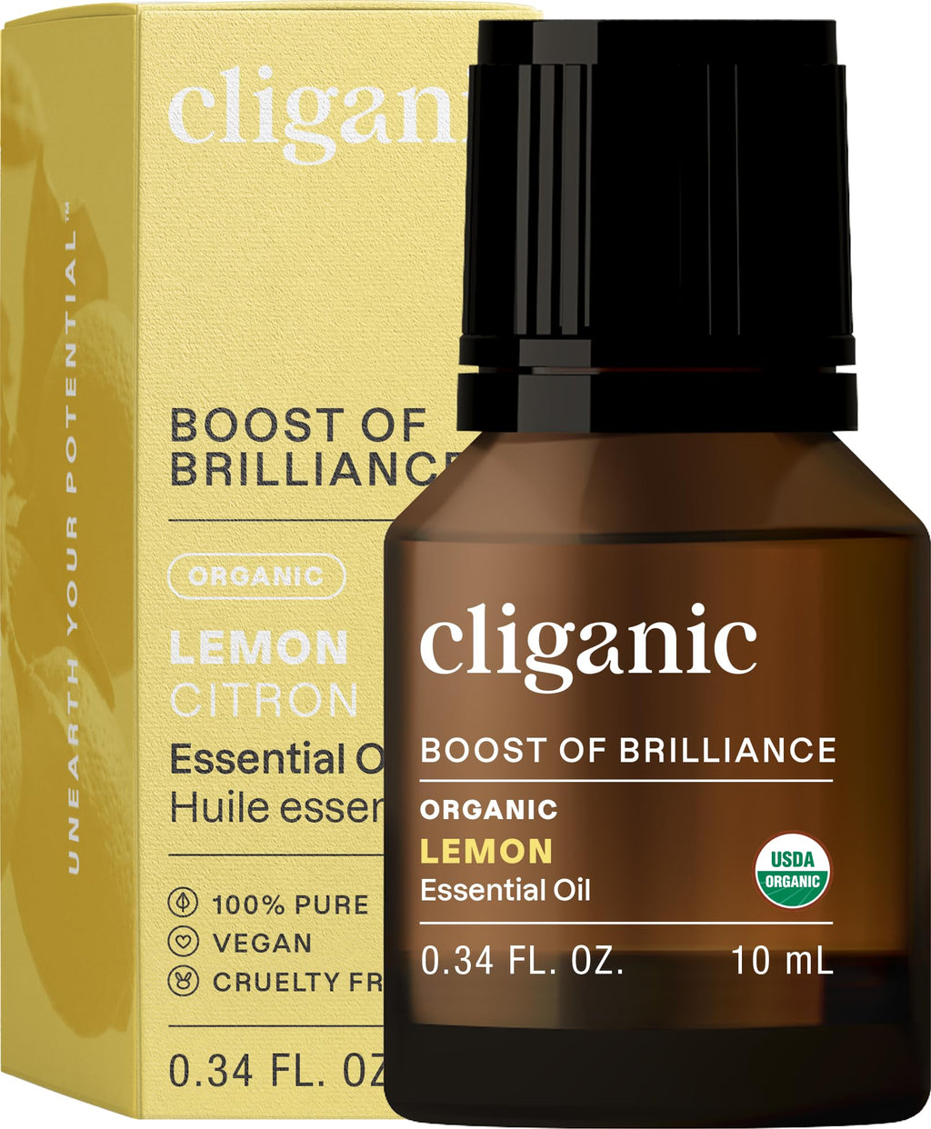 Cliganic USDA Organic Lemon Essential Oil – 100% Pure & Natural, Non-GMO