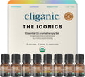 Cliganic Organic Aromatherapy Essential Oils Gift Set (Top 8 Iconics) – 100% Pure
