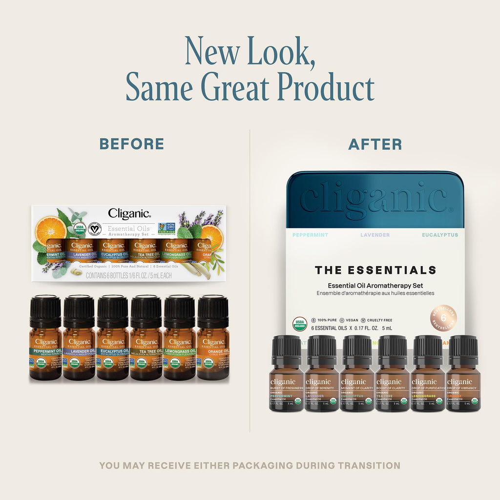 Cliganic Organic Aromatherapy Essential Oils Set (Top 6) – The Essentials, 100% Pure & Natural