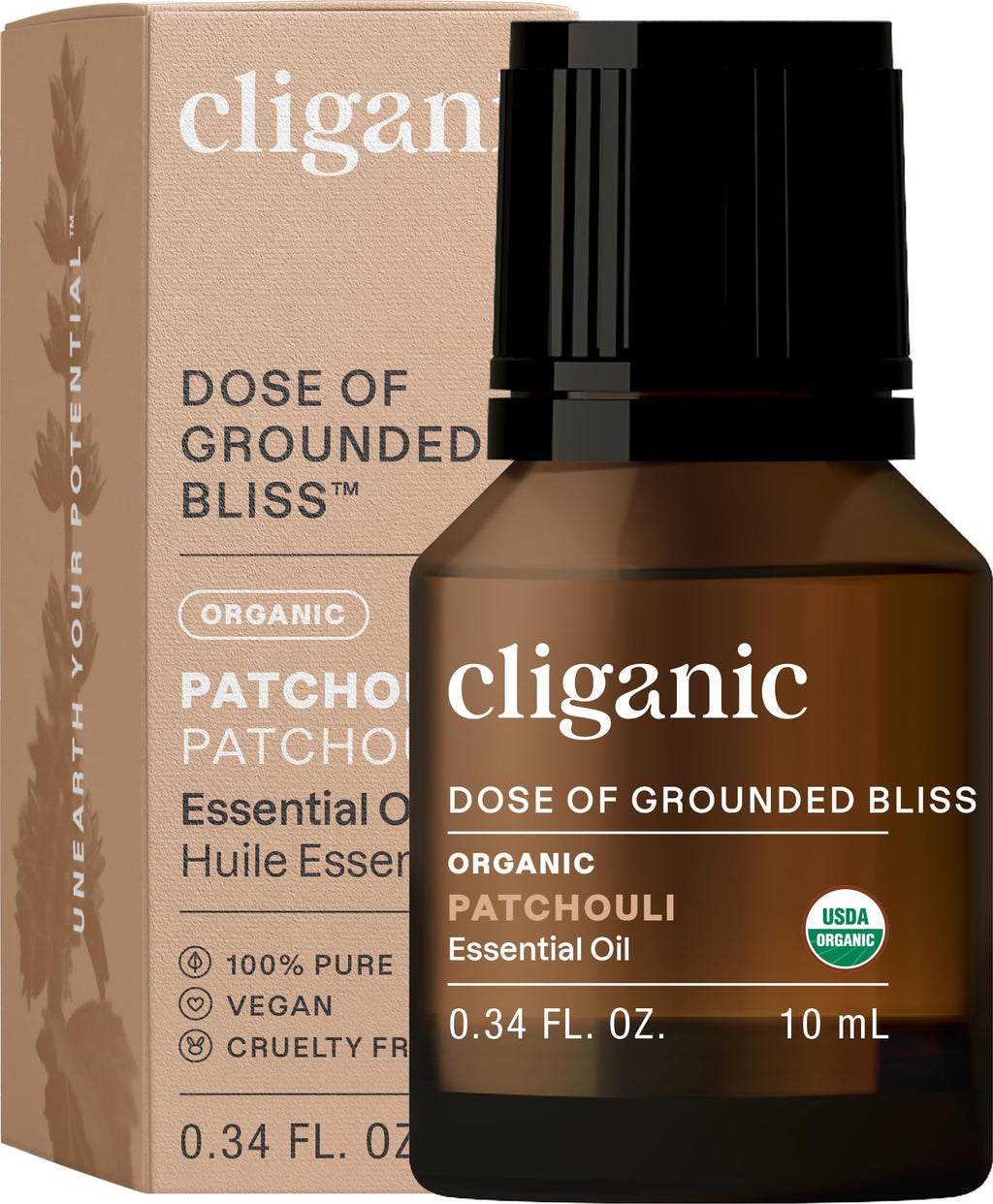 Cliganic Organic Patchouli Essential Oil - 100% Pure, Undiluted for Aromatherapy Diffuser | Non-GMO Verified