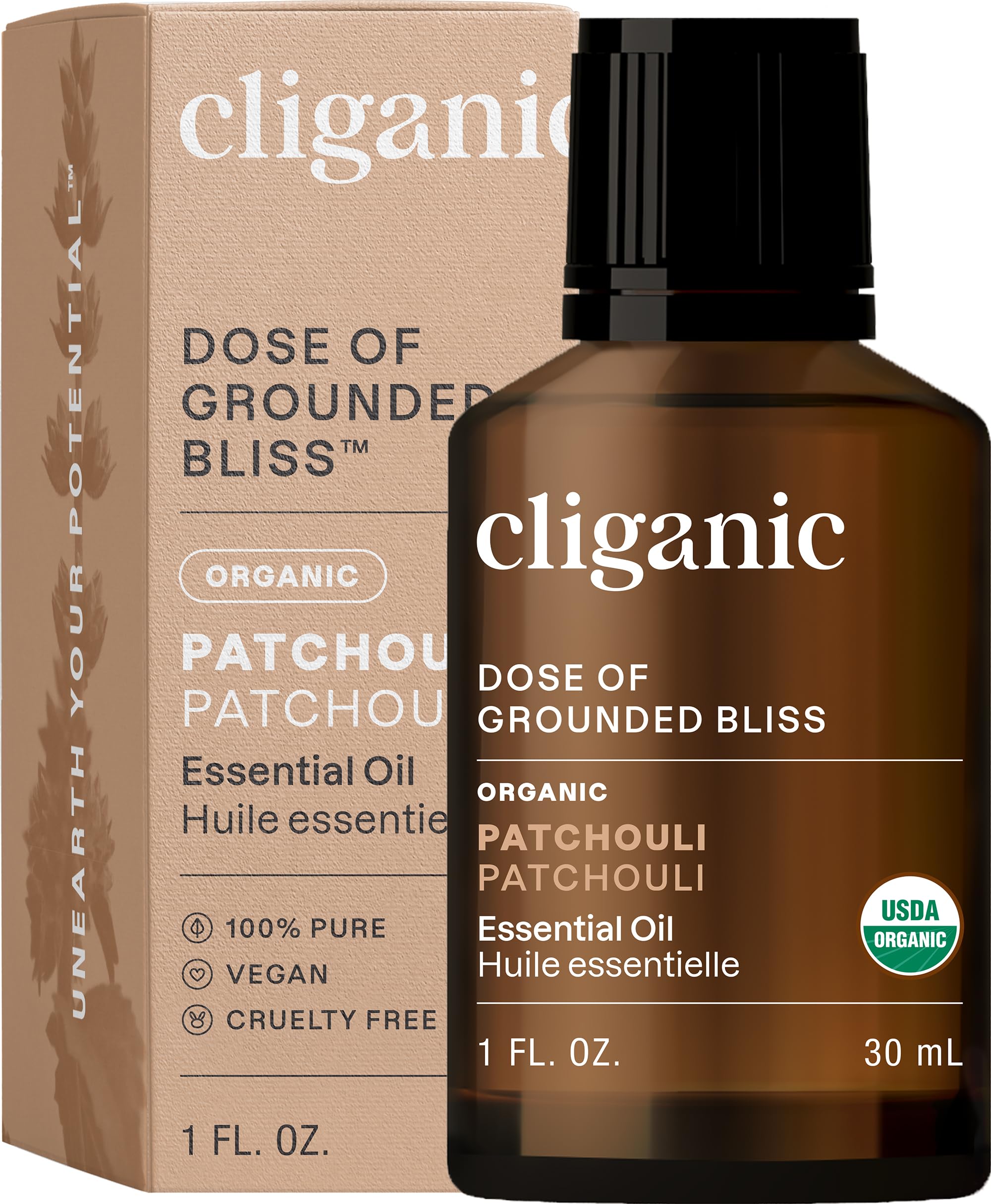 Cliganic Organic Patchouli Essential Oil - 100% Pure & Non-GMO for Aromatherapy