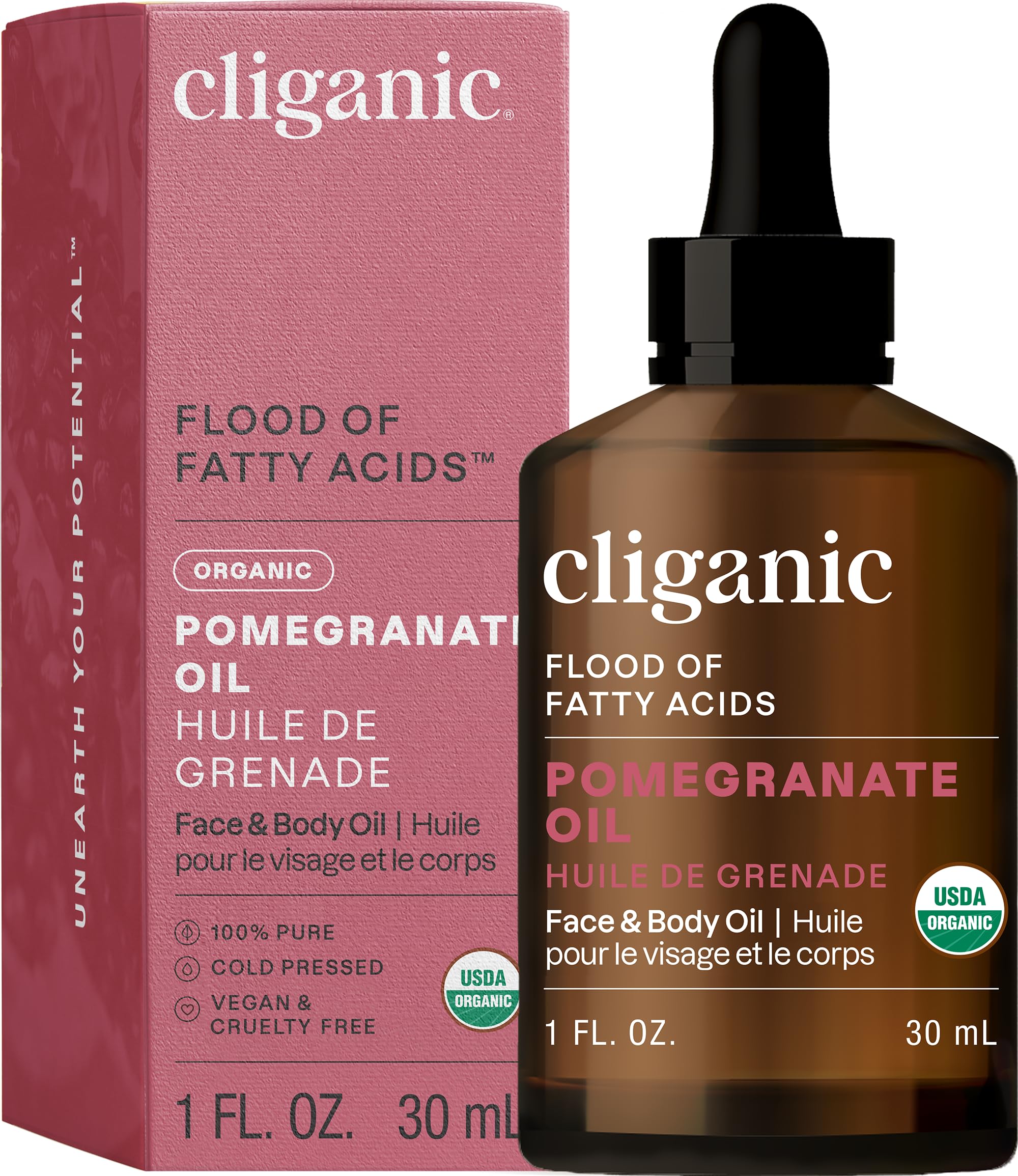 Cliganic Organic Pomegranate Seed Oil – 100% Pure, Cold-Pressed