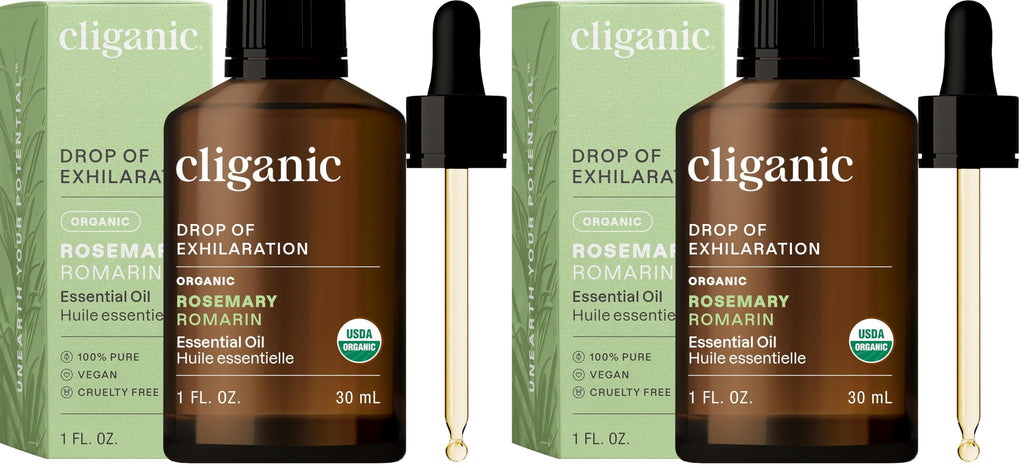 Cliganic Organic Rosemary Essential Oil for Hair, Skin, Aromatherapy - 100% Pure Natural Undiluted | Non-GMO Verified (Pack of 2)