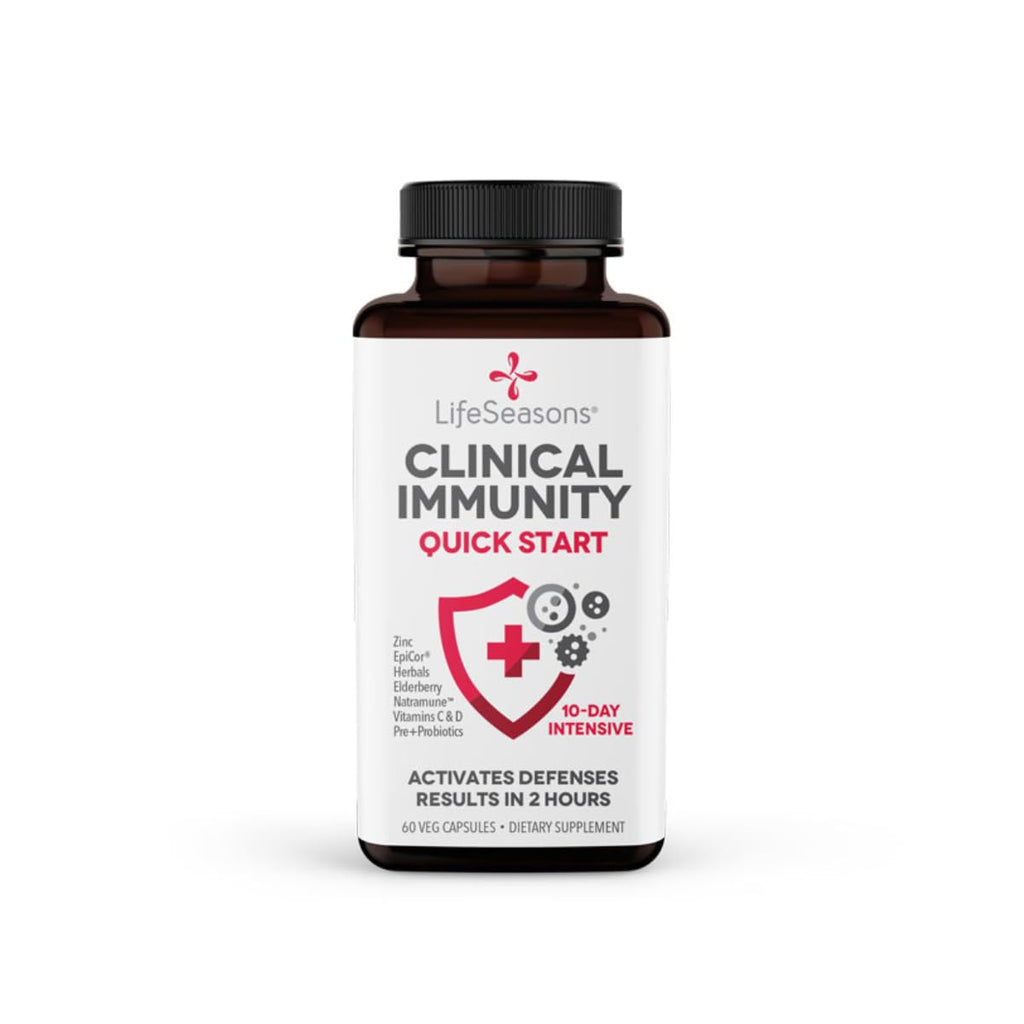 Clinical Immunity - Quick-Start - Immune System Support - Rapid Immunity Response - Boosts Antibodies, B + T + NK Cells, Neutrophils & Macrophagens - Black Elderberry & Pre + Probiotics - 60 Capsules