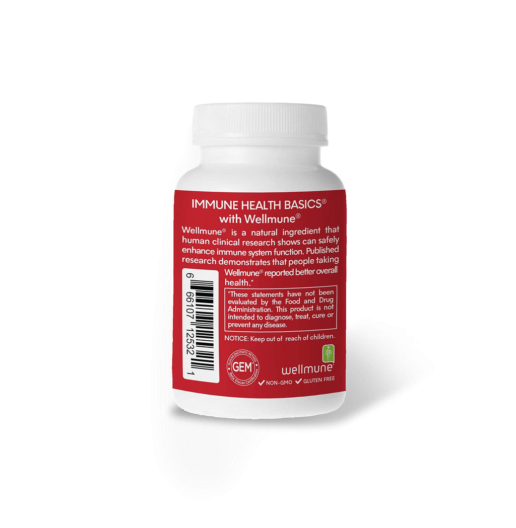 Immune Health Basics Ultra Strength Immunity - Clinically Proven Immune Support - Wellmune Highly Purified Beta Glucan - Gluten-Free, Non-allergenic, Non-GMO and Vegan Capsules - 30 Capsules, 250 mg