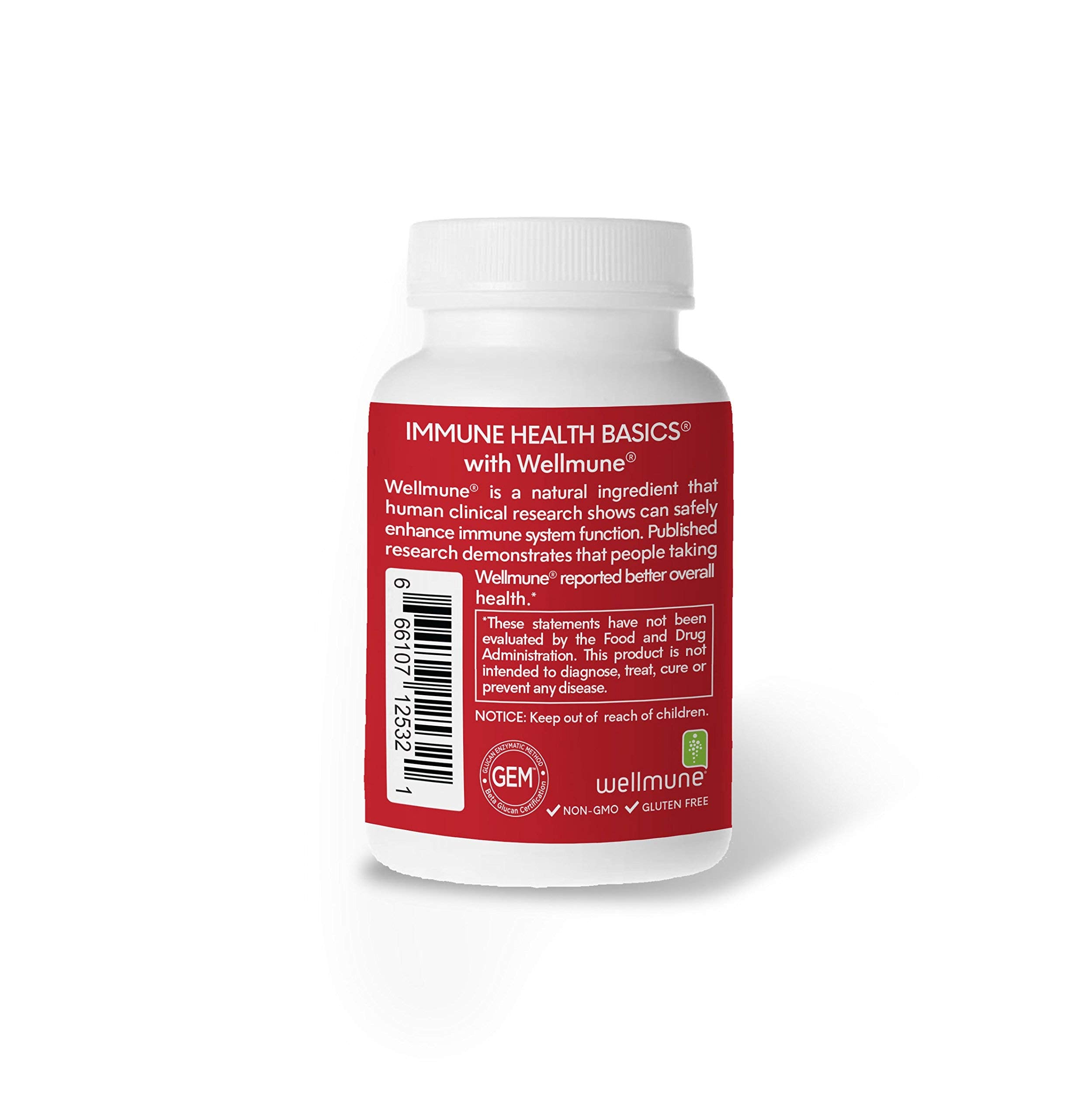 Immune Health Basics Ultra Strength Immunity - Clinically Proven Immune Support - Wellmune Highly Purified Beta Glucan - Gluten-Free, Non-allergenic, Non-GMO and Vegan Capsules - 30 Capsules, 250 mg