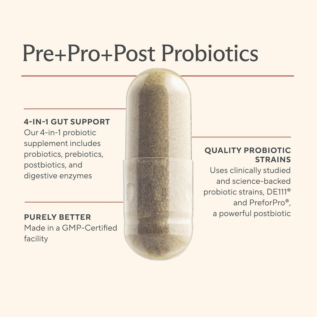 Premium 4-in-1 Probiotic with Prebiotic, Postbiotic & Digestive Enzymes – Gut Health, Digestion & Immunity – 60 Capsules
