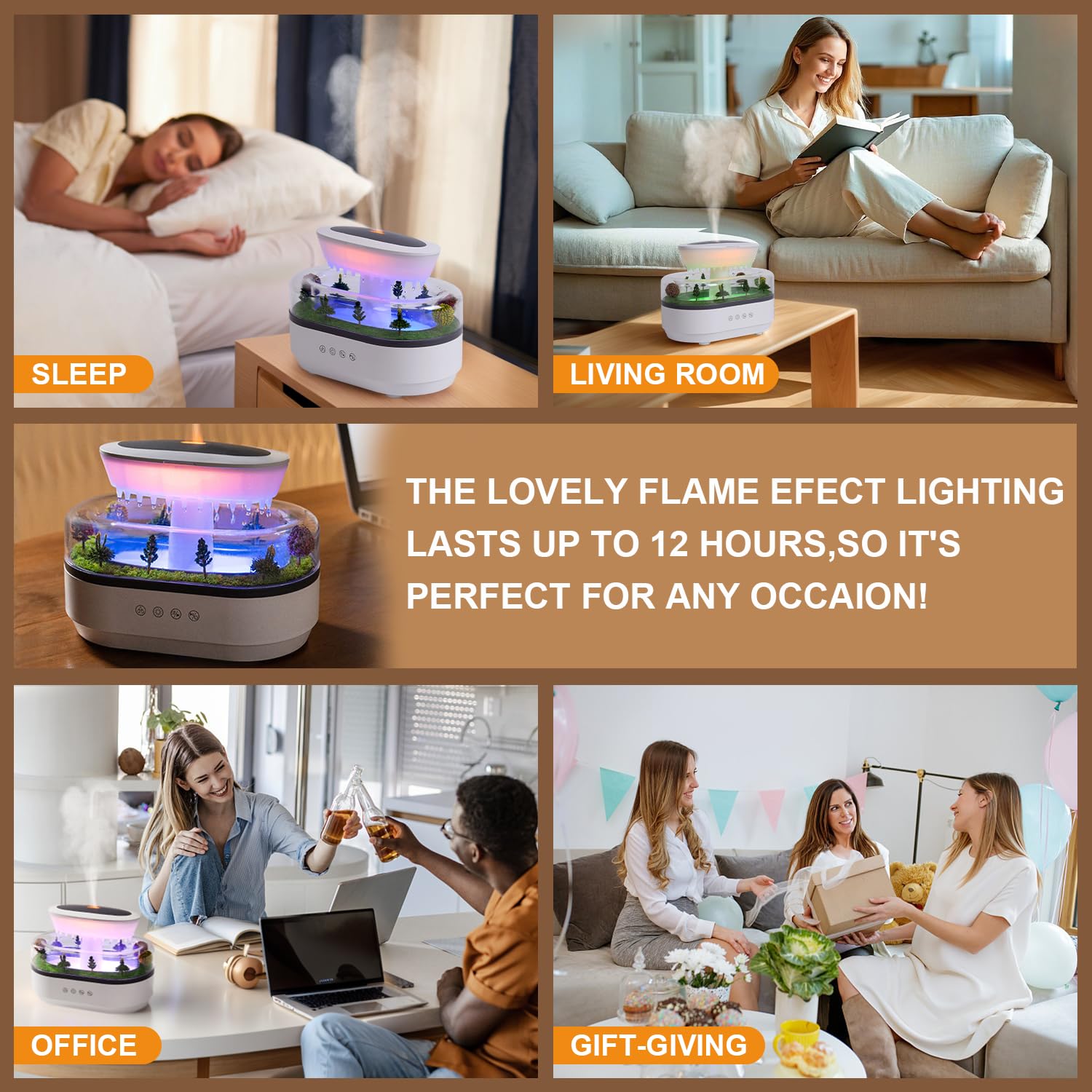 Cloud Rain Humidifier | 7-Color Rainfall Night Light, 250ml Diffuser with Auto-Off