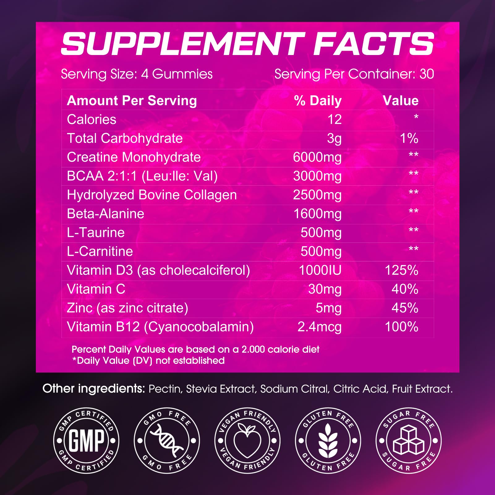 CNFHDI Creatine Monohydrate Gummies 6000MG – Women’s Pre-Workout